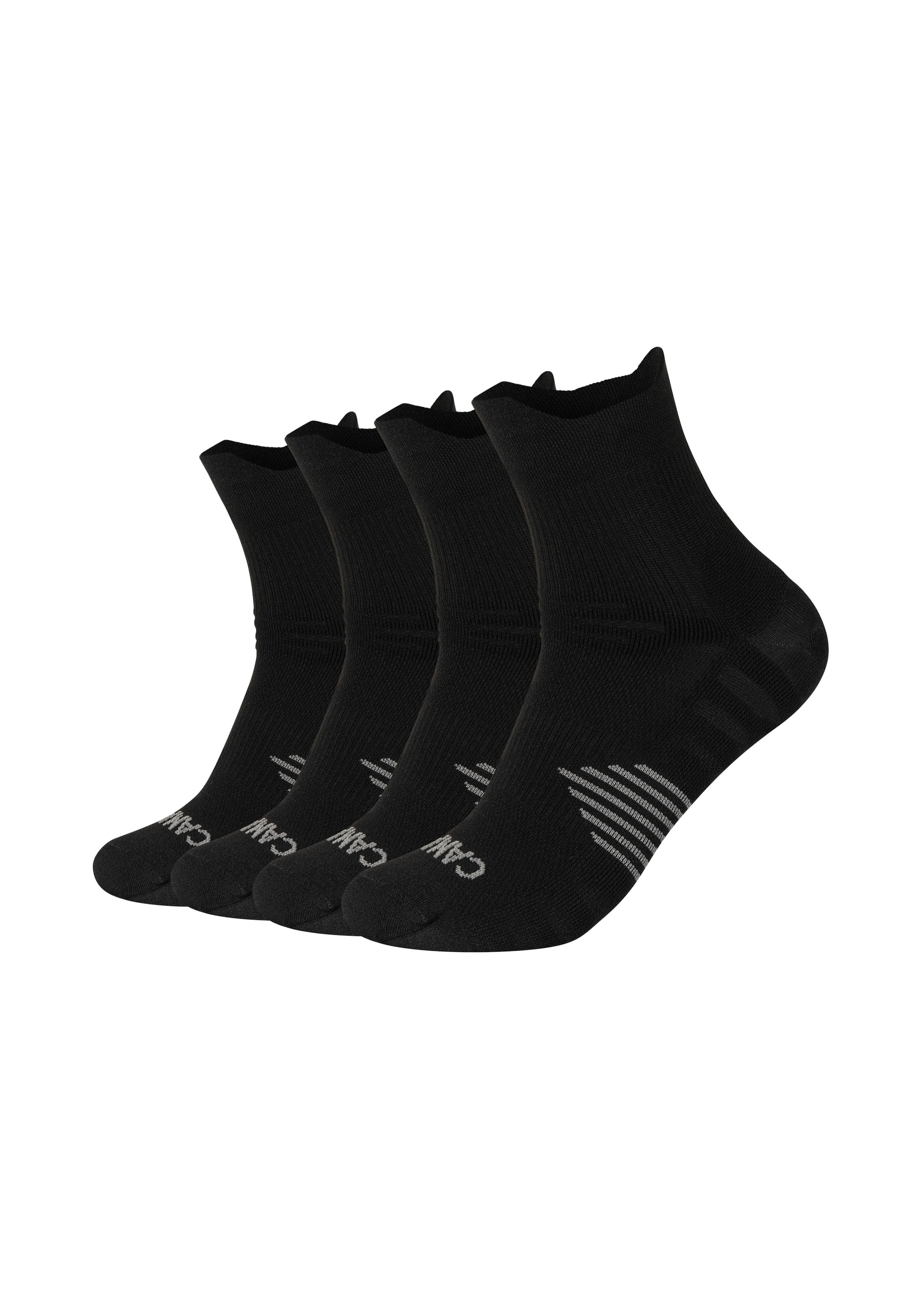 Camano Kurzsocken, (4er Pack), Performance Socks, Fußgewölbe-Stütze, gepolsterte Sohle