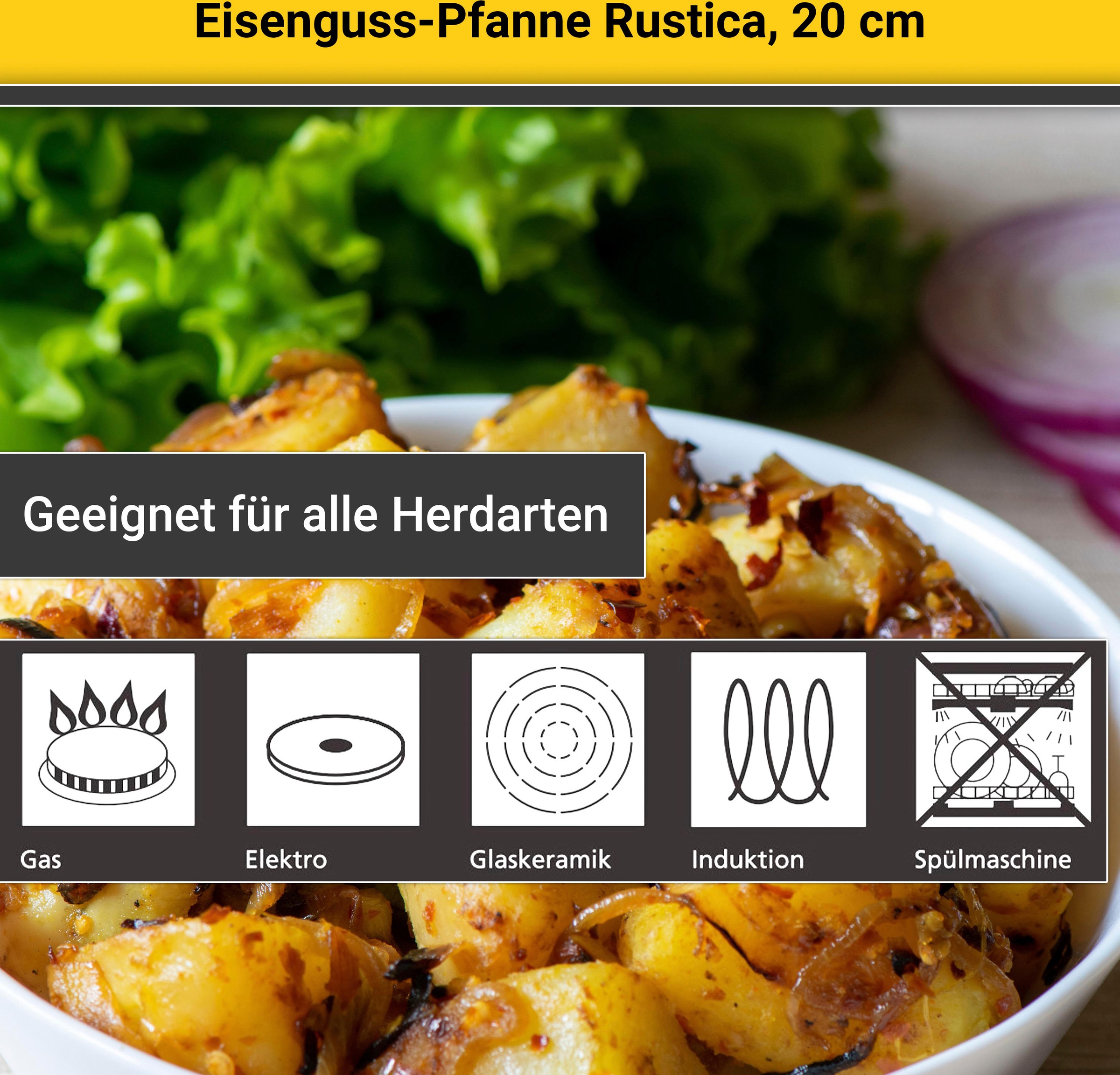 Krüger Bratpfanne »Einsenguss Pfanne RUSTICA, 20 cm«, Gusseisen, (1 tlg.), für Induktions-Kochfelder geeignet