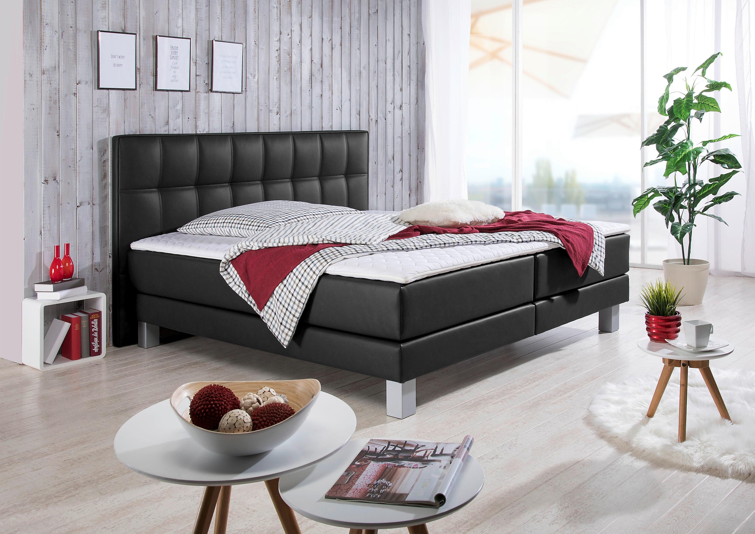 INOSIGN Boxspringbett "Tavira", in 4 Breiten, 4 Farben und 3 Matratzenarten günstig online kaufen