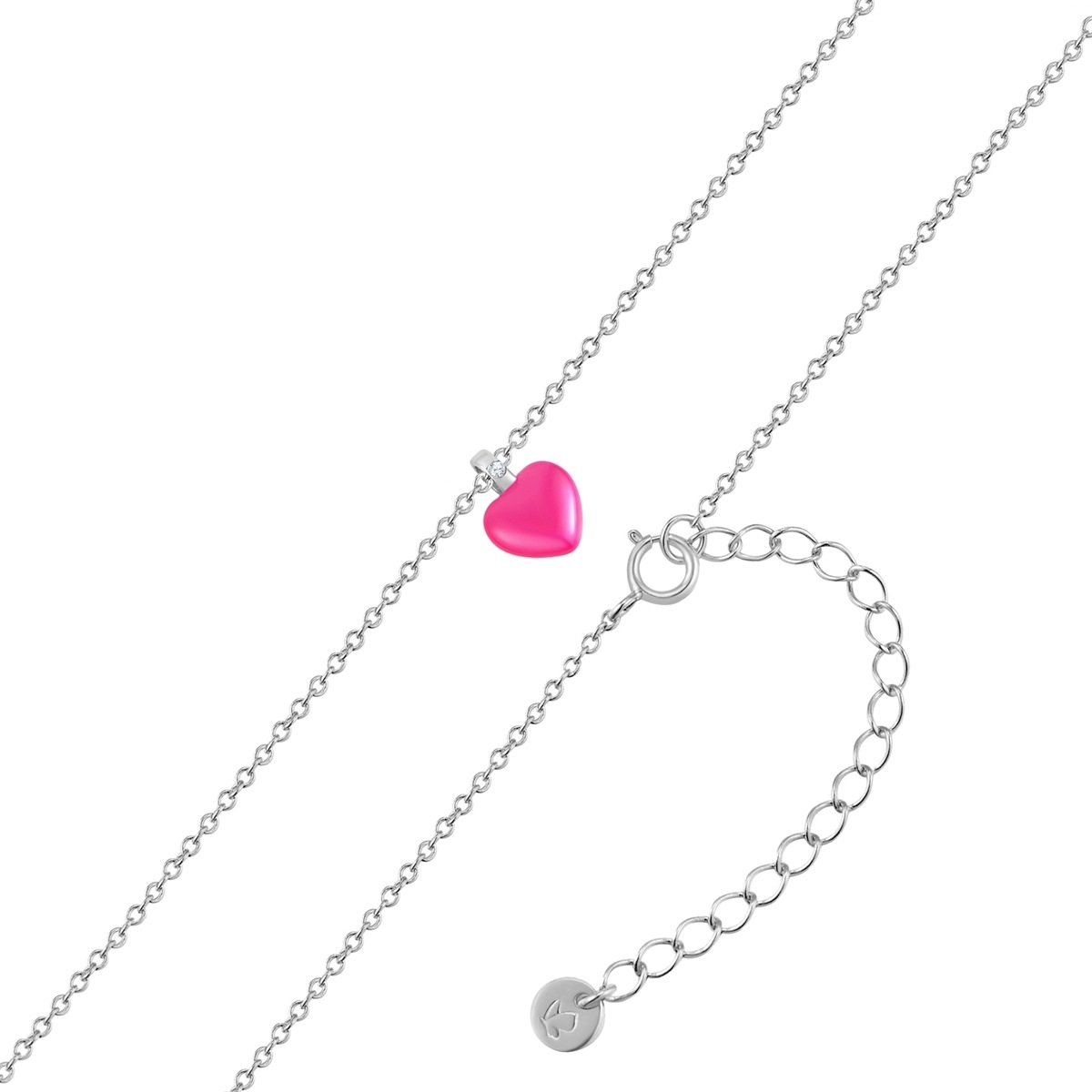 Kette mit Anhänger GLANZSTÜCKE MÜNCHEN "AV286", silber, Halsketten, Damen, 40,0cm Basiskette + 5,0cm Verlängerung, mit Lab Grown Diamond 3