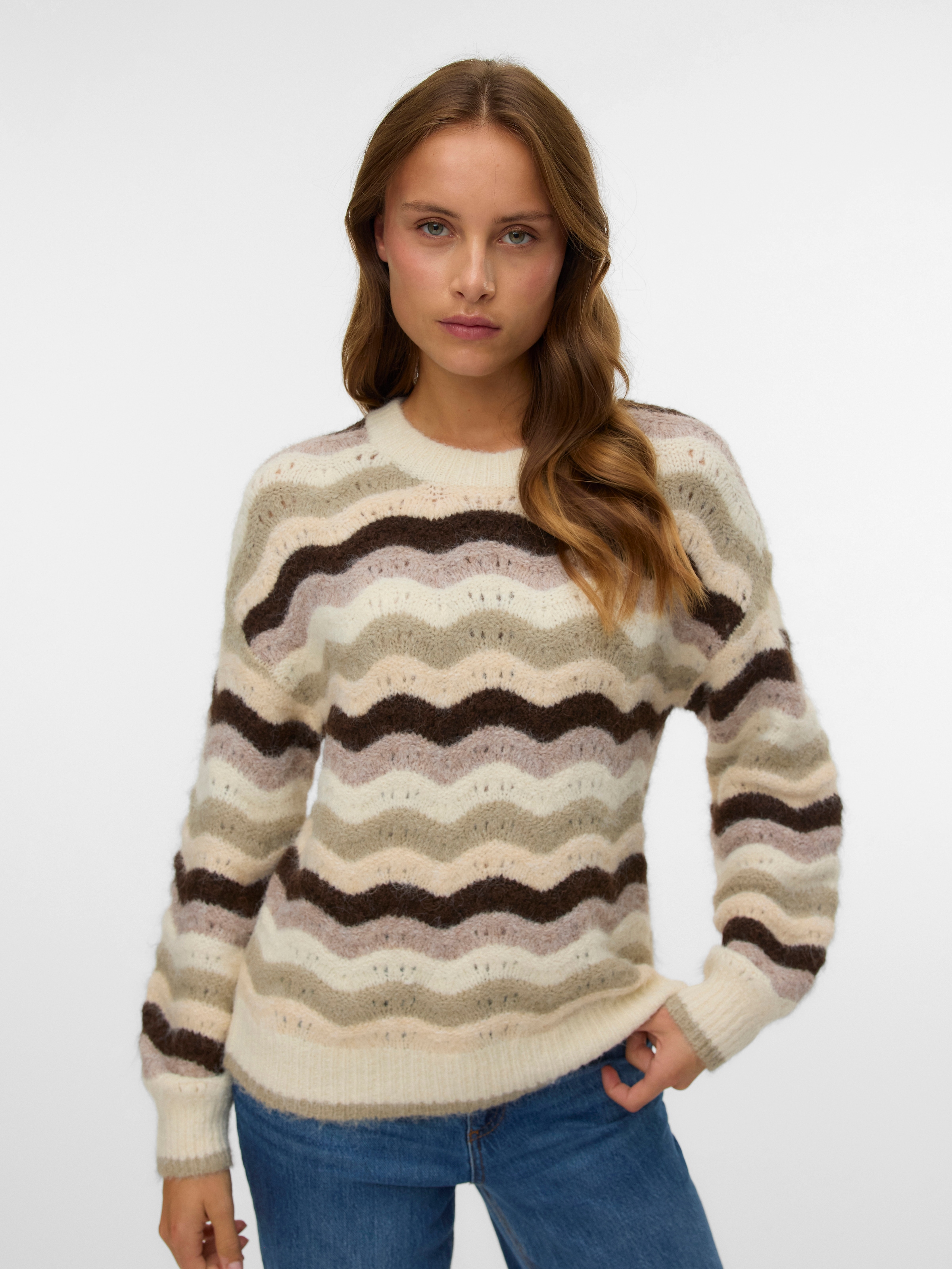 Vero Moda Strickpullover "VMDOJA LS O-NECK PULLOVER BOO" günstig online kaufen