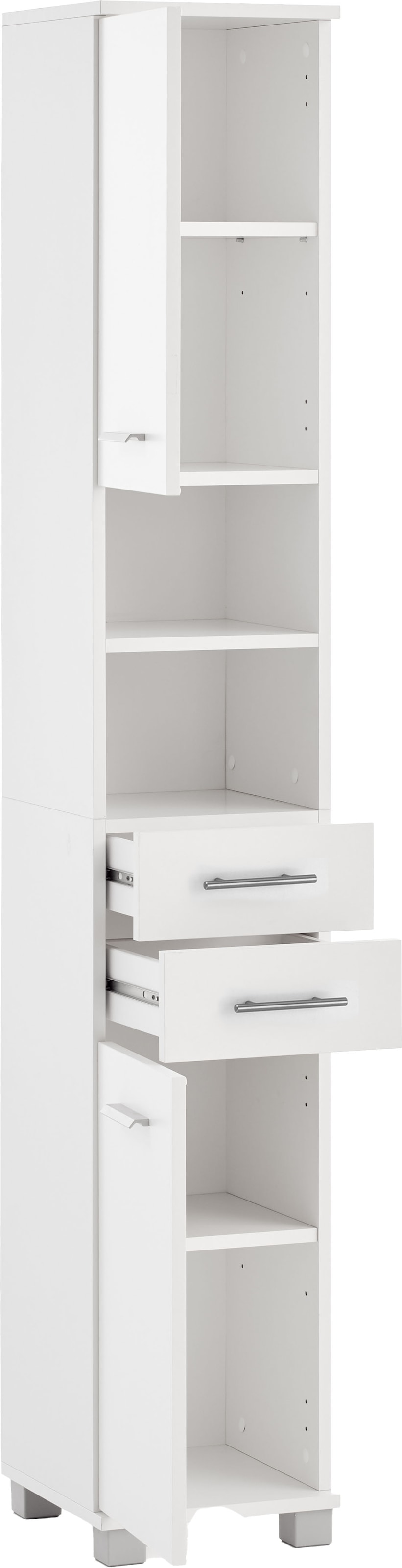 welltime Hochschrank »Emmi in verschiedenen Farben made in Germany«, Breite 30 cm, Metallgriffe, mit 2 Schubkästen