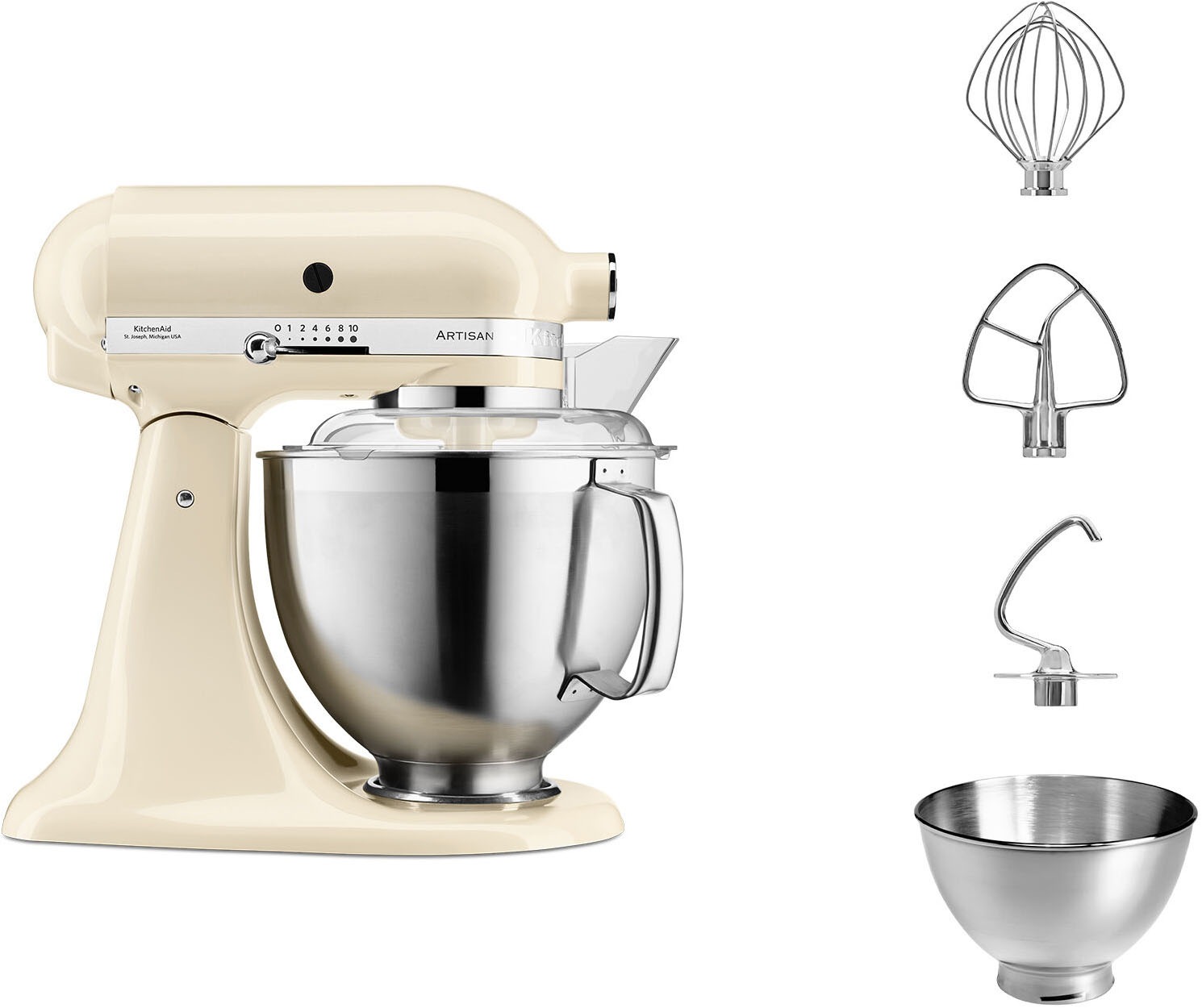 KITCHENAID Küchenmaschine "5KSM185PSE", B:24cm H:36cm T:37cmcreme, Küchenmaschinen