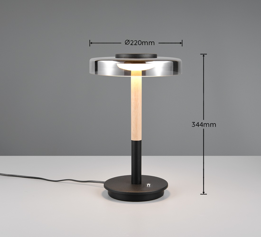 TRIO Leuchten LED Tischleuchte »CELESTE, LED Tischlampe mit 4-Stufen Touchdimmer 10W warmweiß 3000K«, 1 flammig, Leuchtmittel LED-Board | LED fest integriert, 1050 Lumen Höhe 35cm, Tischlampe mit Glasschirm Ø 22cm, Memoryfunktion
