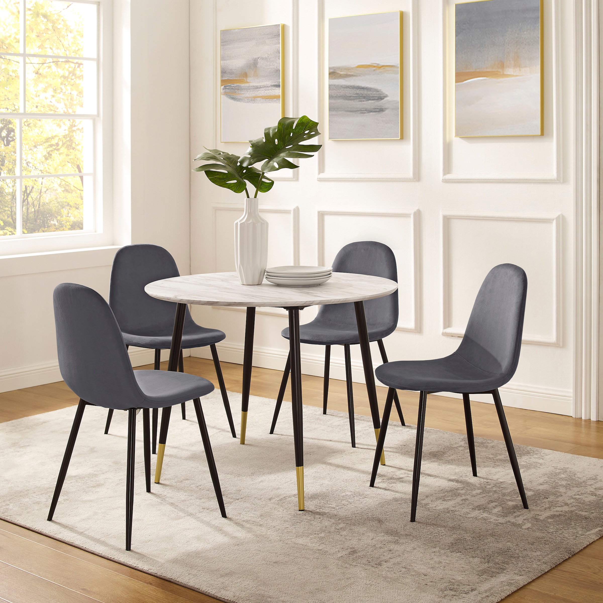 OTTO home Essgruppe "Eadwine, Sitzgruppe Esstisch plus 4 Esszimmerstühle" Set, Esstisch plus 4 Esszimmerstühle