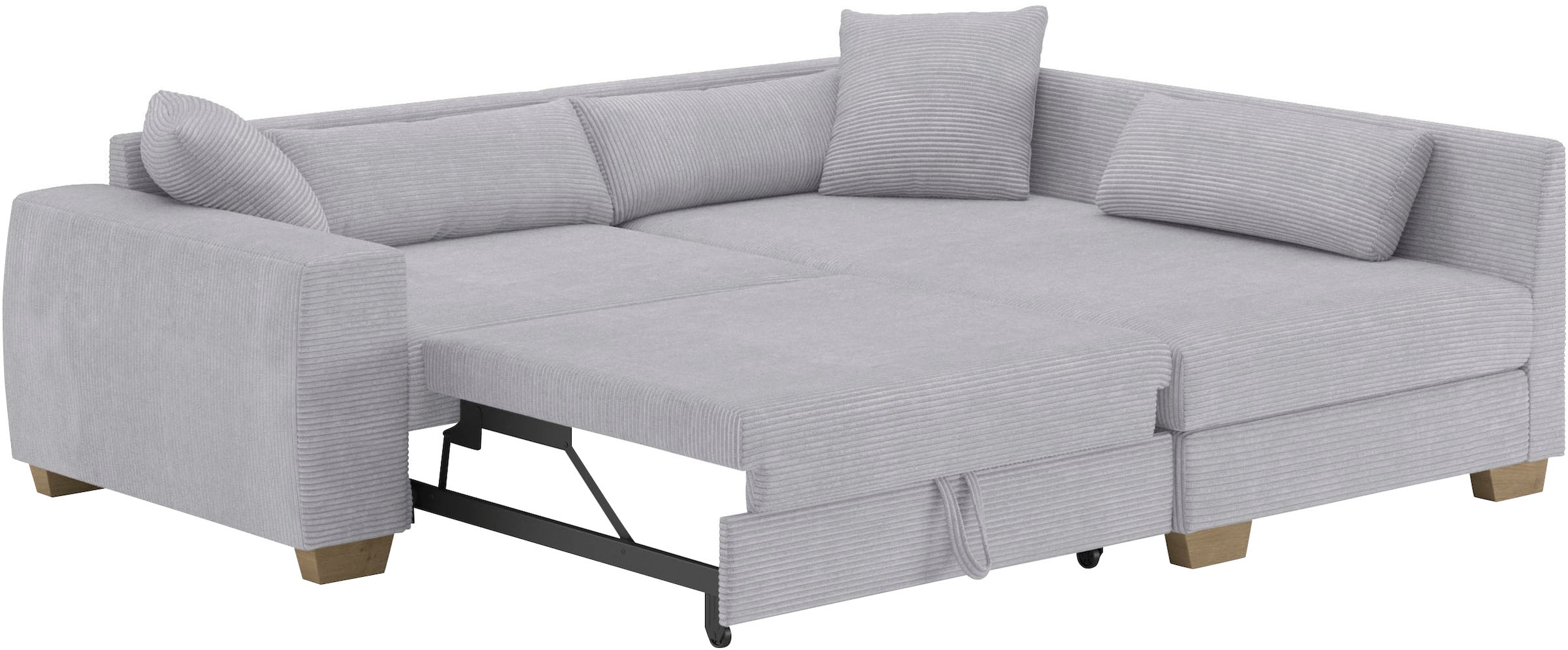 Mr. Couch Ecksofa »Helena L-Form, bis 140 kg belastbar«, mit Taschenfederkern, wahlweise mit Bettfunktion