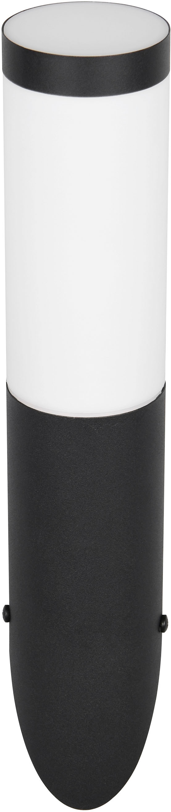 TRIO Leuchten Außen-Wandleuchte »TRIOTO, Outdoor Wandlampe Edelstahl, Wandfackel exkl 1x E27 max 25W«, 1 flammig, Leuchtmittel E27 | Leuchtmittel wechselbar, röhrenförmige Hauswand Beleuchtung, Fassadenbeleuchtung IP44 39cm hoch