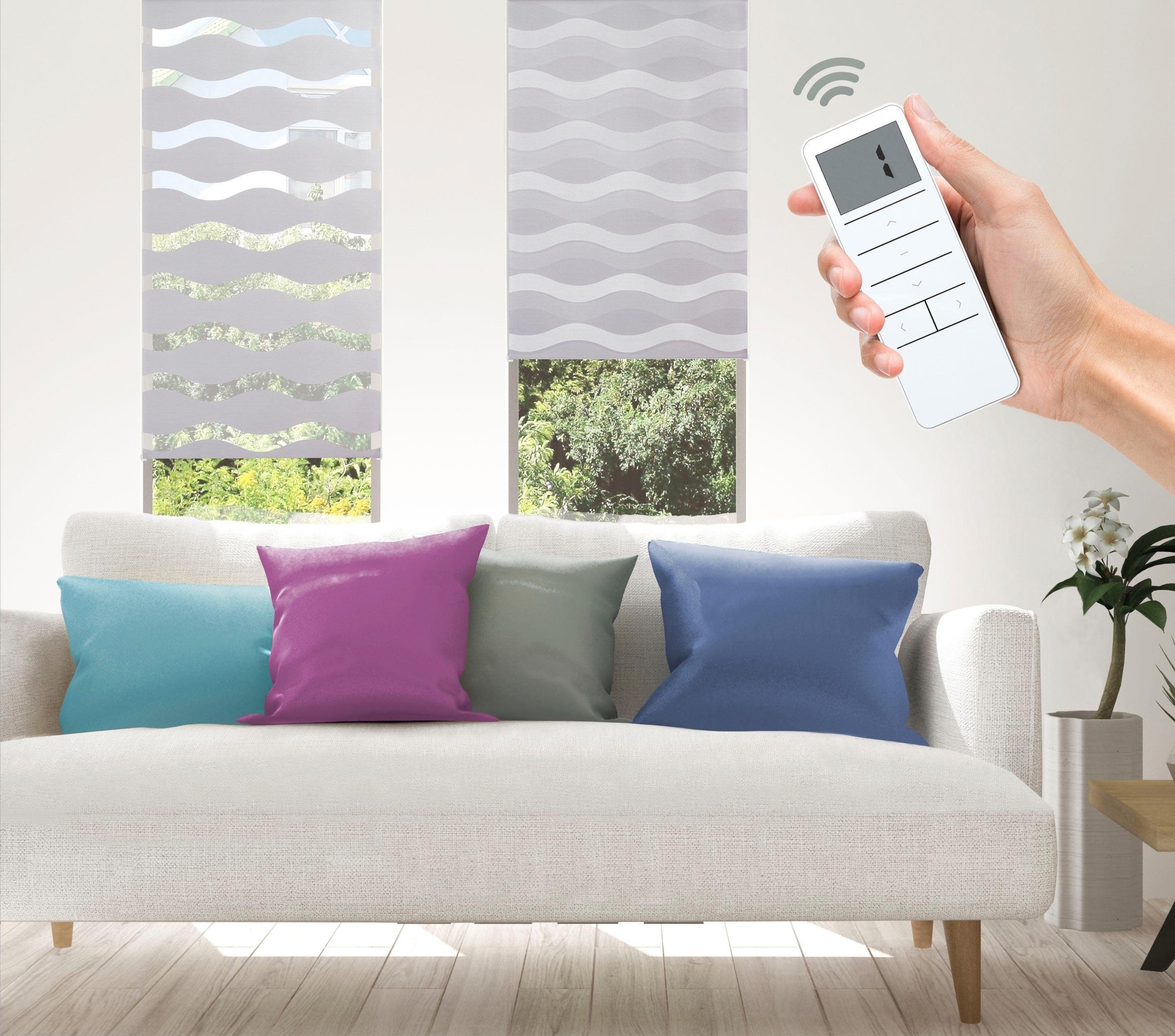 Good Life Elektrisches Rollo »Wave - SMART HOME«, Lichtschutz, ohne Bohren, mit Fernbedienung