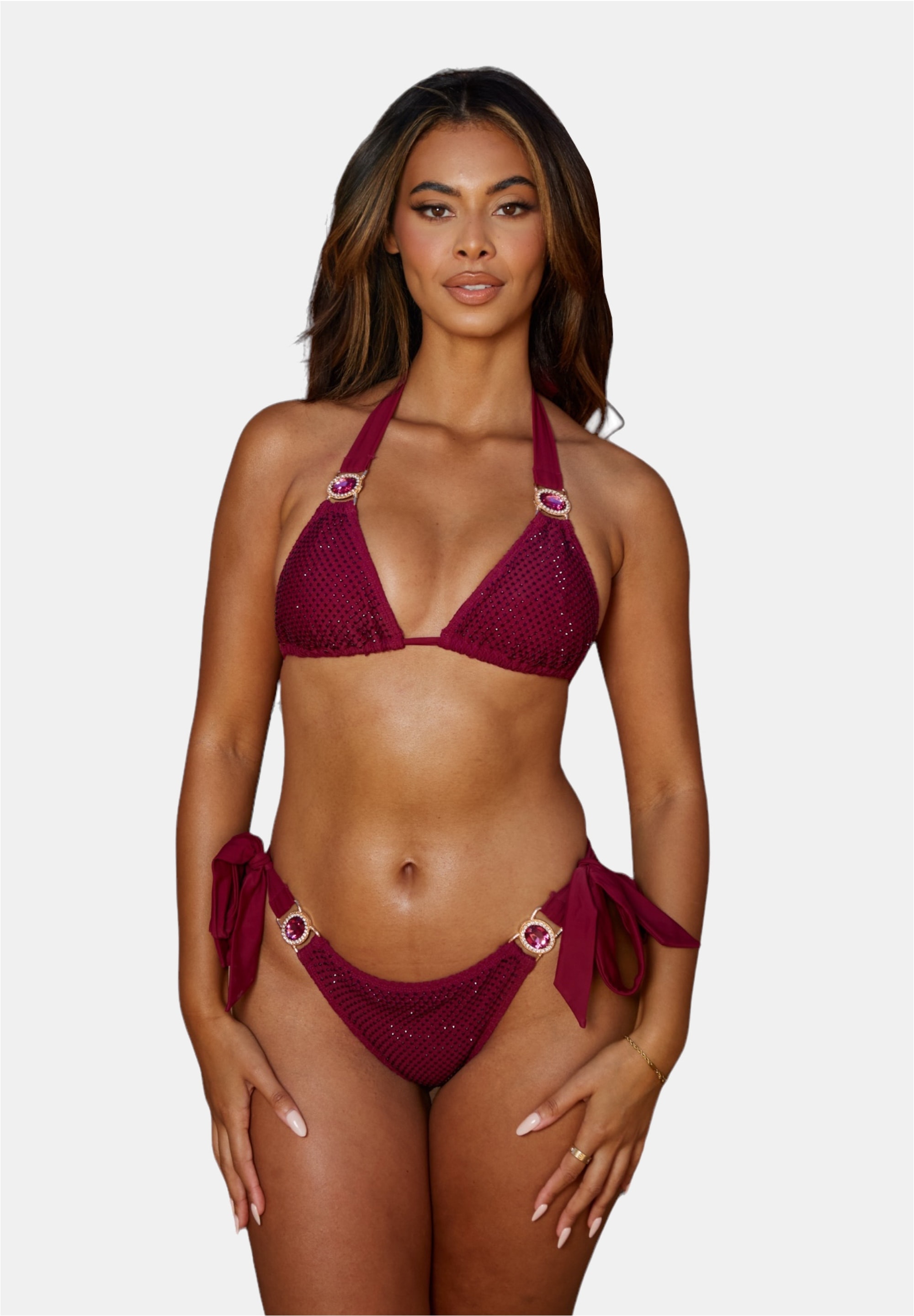 Moda Minx Bikini-Hose "Private Island" Panty, 1 Stk. mit seitlicher Bindung und tollem Steinbesatz