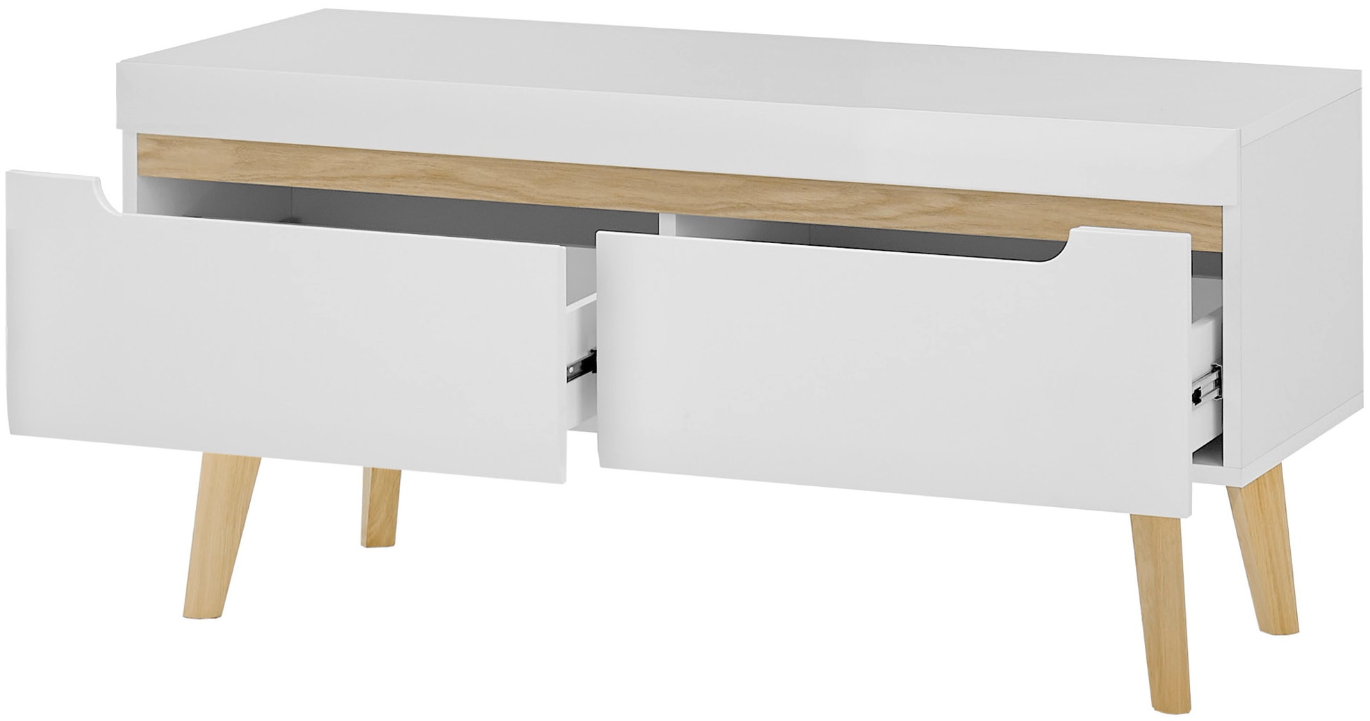 INOSIGN Lowboard »Torge, TV-Unterschrank, TV-Kommode, Fernsehschrank, TV-Board«, (1 St.), abgeschrägte Füße, drei Farben, Scandi Design, 107 cm breit