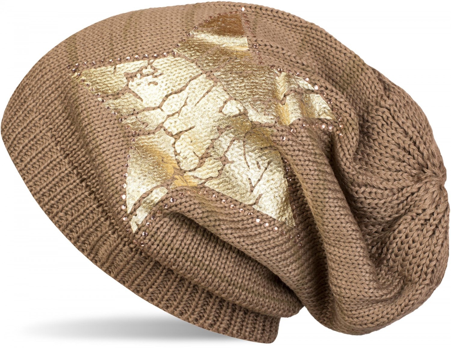 styleBREAKER Strickmütze "Feinstrick Beanie mit Stern und Strass" 1 Stk.