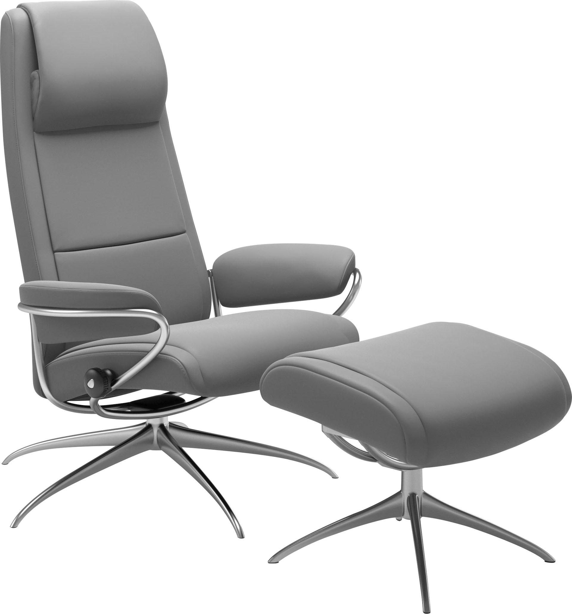 Stressless Relaxsessel "Paris", (Set, Relaxsessel mit Hocker), mit Hocker, High Back, mit Star Base, Gestell Chrom