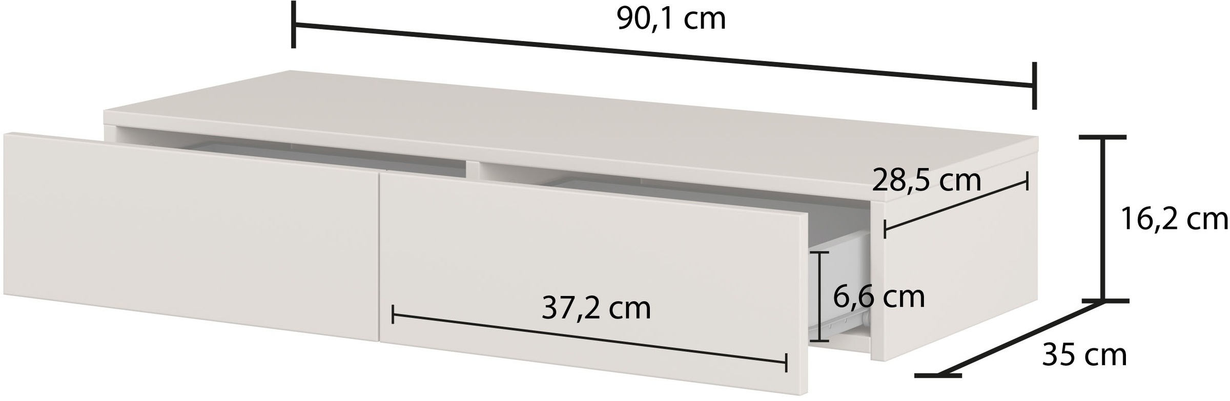 Home affaire Schminktisch »Jukon, Breite 90 cm, moderner Schminktisch incl. Spiegel«, Hängende Schminktisch, Spiegel mit LED Beleuchtung