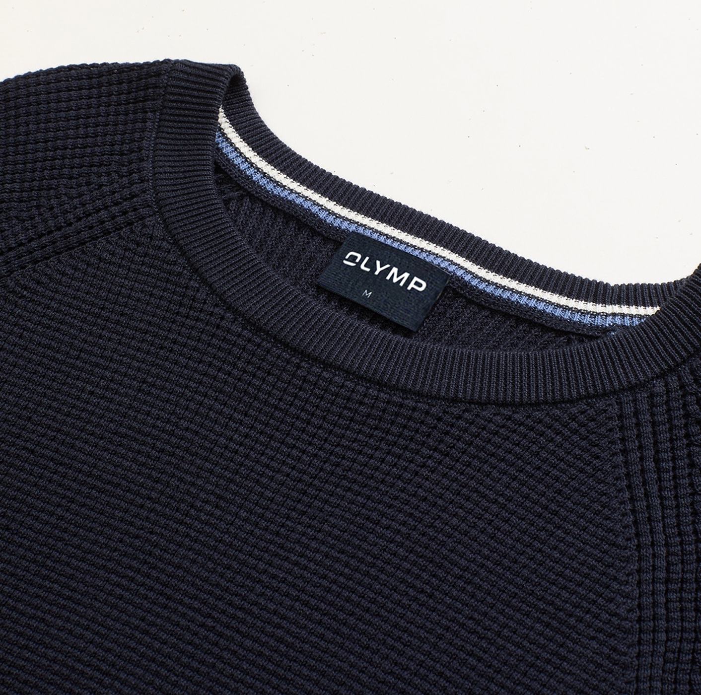 OLYMP Rundhalspullover »Waffle Structure« Rundhals, casual, unifarben, regular fit