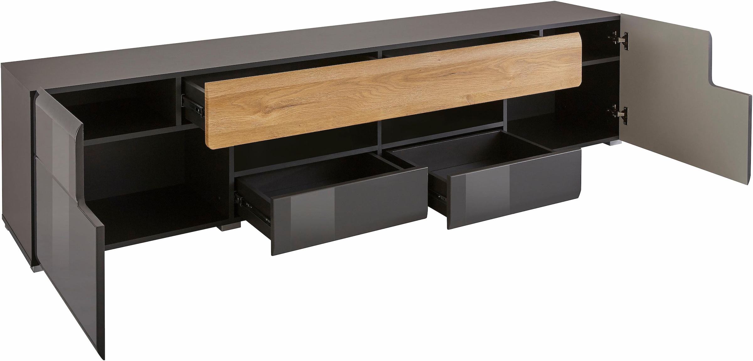 INOSIGN Lowboard »Toledo,Breite 209cm, trendige TV-Schrank mit dekorative Fräsungen«, TV-Board ohne Beleuchtung, TV-Kommode mit viel Stauraum