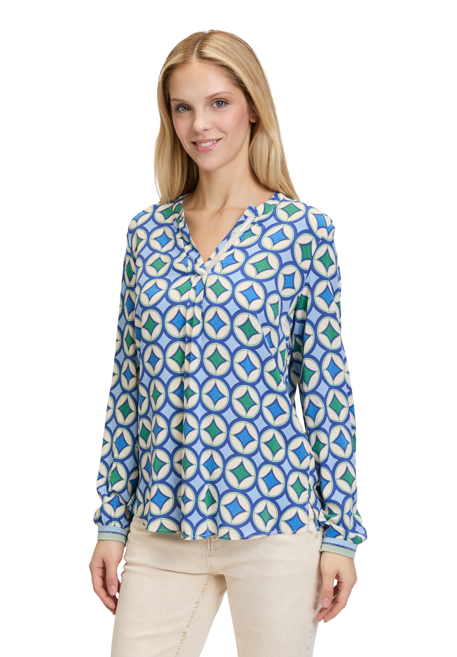Cartoon Shirtbluse "Cartoon Damen Blusenshirt mit Rippbündchen" günstig online kaufen