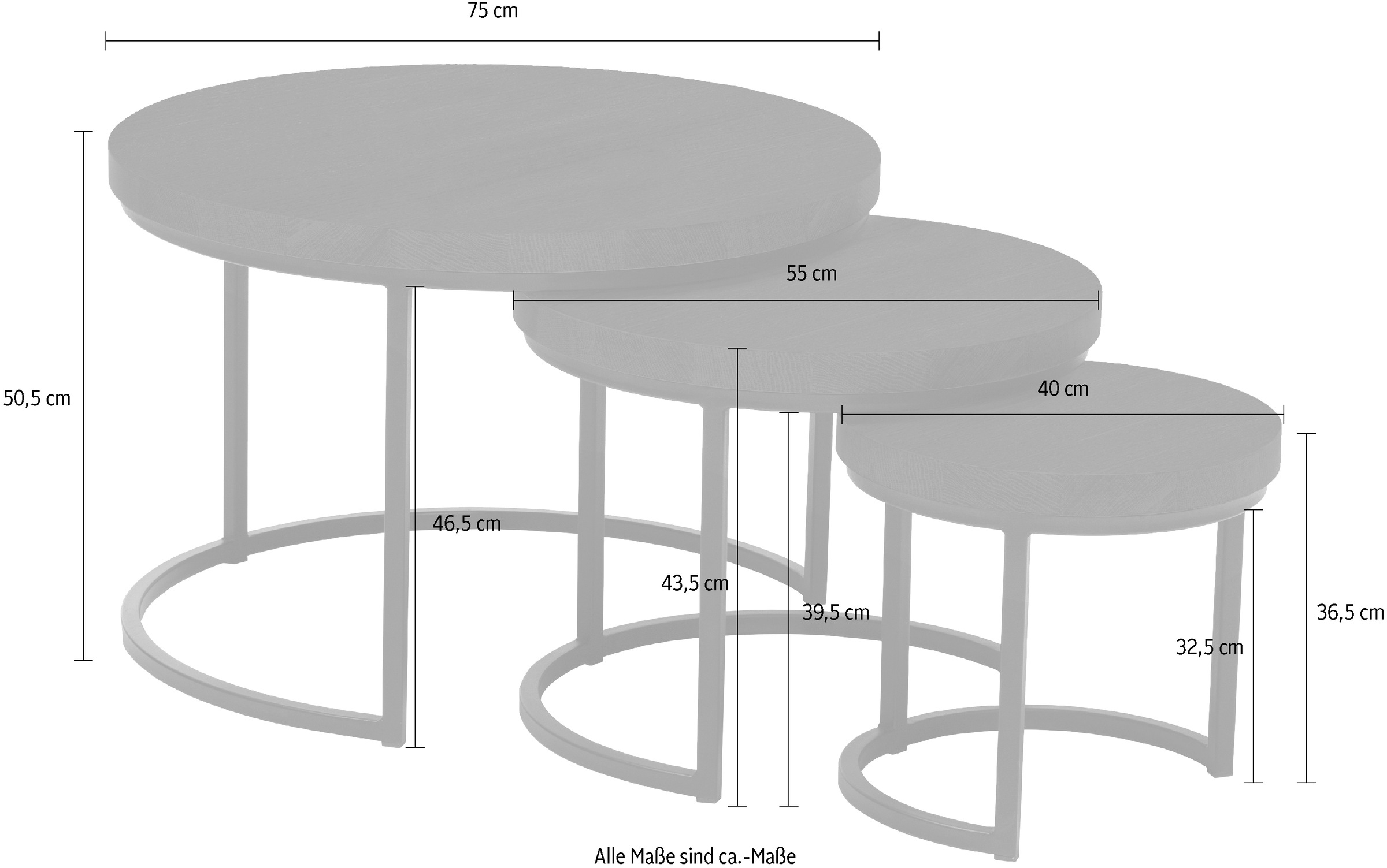 OMG Design Couchtisch »Hugo«, (3 St.), im 3er Set, variabel stellbar