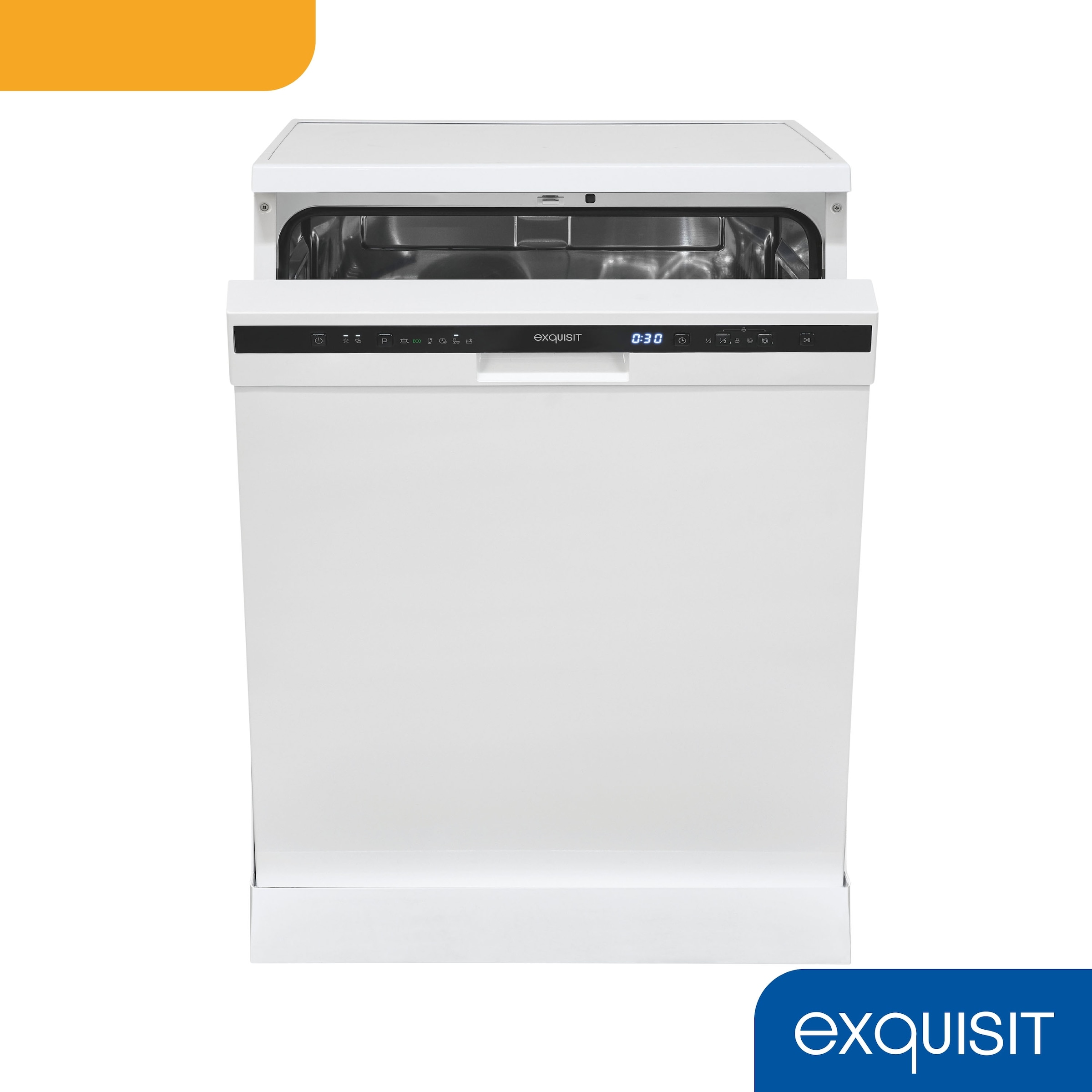 exquisit Standgeschirrspüler »GSP6312-030C weiss« 9,8 l 12 tlg. Maßgedecke 12 Maßgedecke -  LED, Besteckkorb, Auto Door Open, AquaStop