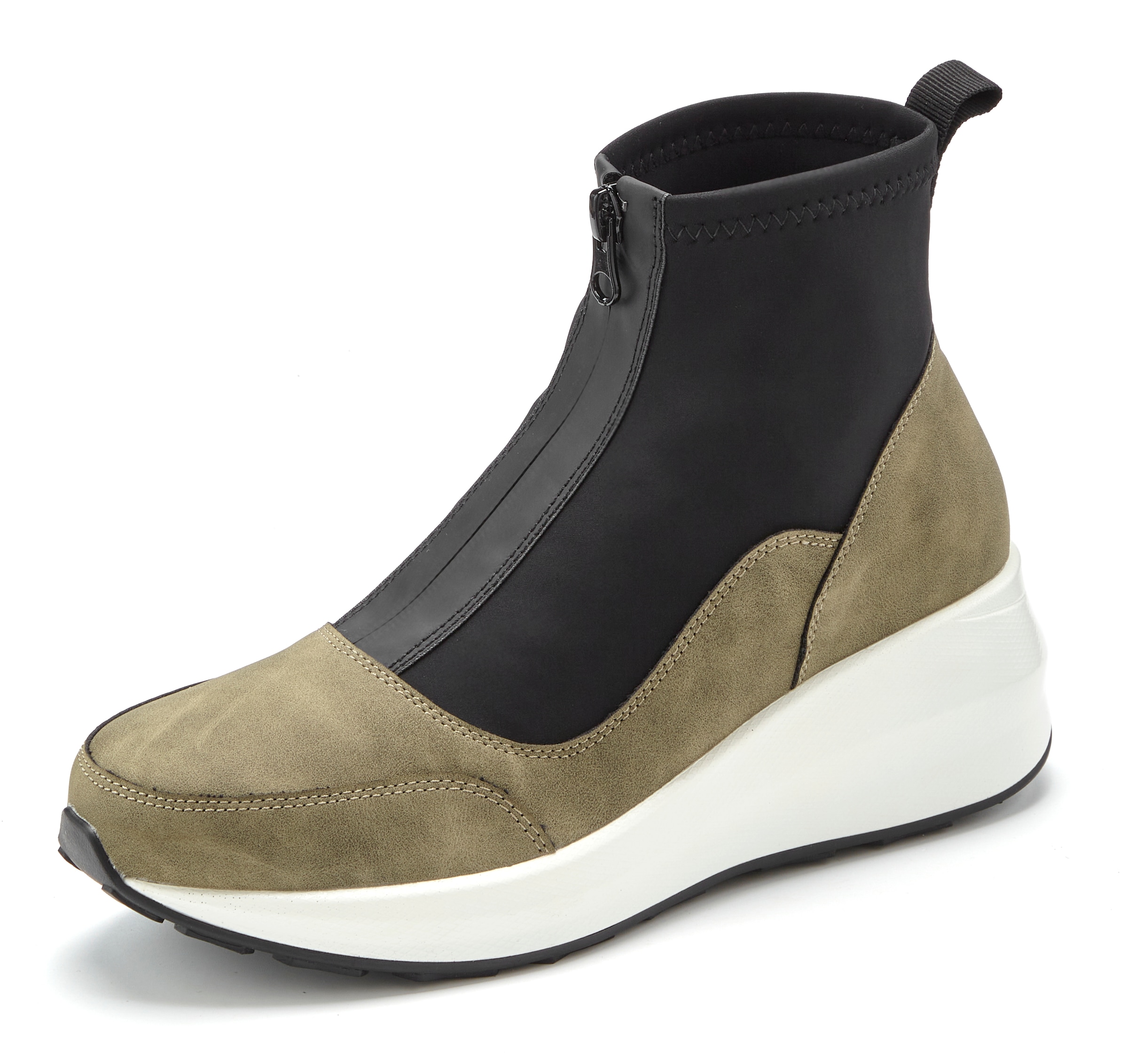 LASCANA Stiefelette »Sneaker, Keilstiefelette, Freizeitschuh«  NEU mit innenliegendem Keilabsatz und Frontreißverschluss VEGAN