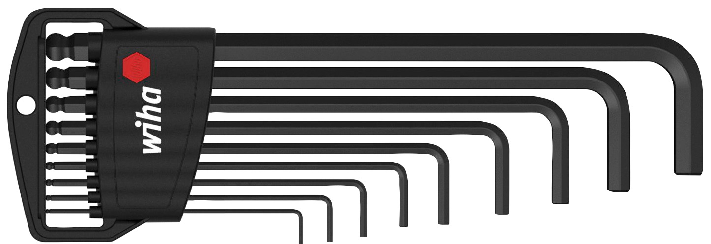 Wiha Werkzeugset "Stiftschlüssel (03879)", 10-tlg., im Classic-Halter, Sechskant-Kugelkopf, schwarzoxidiert