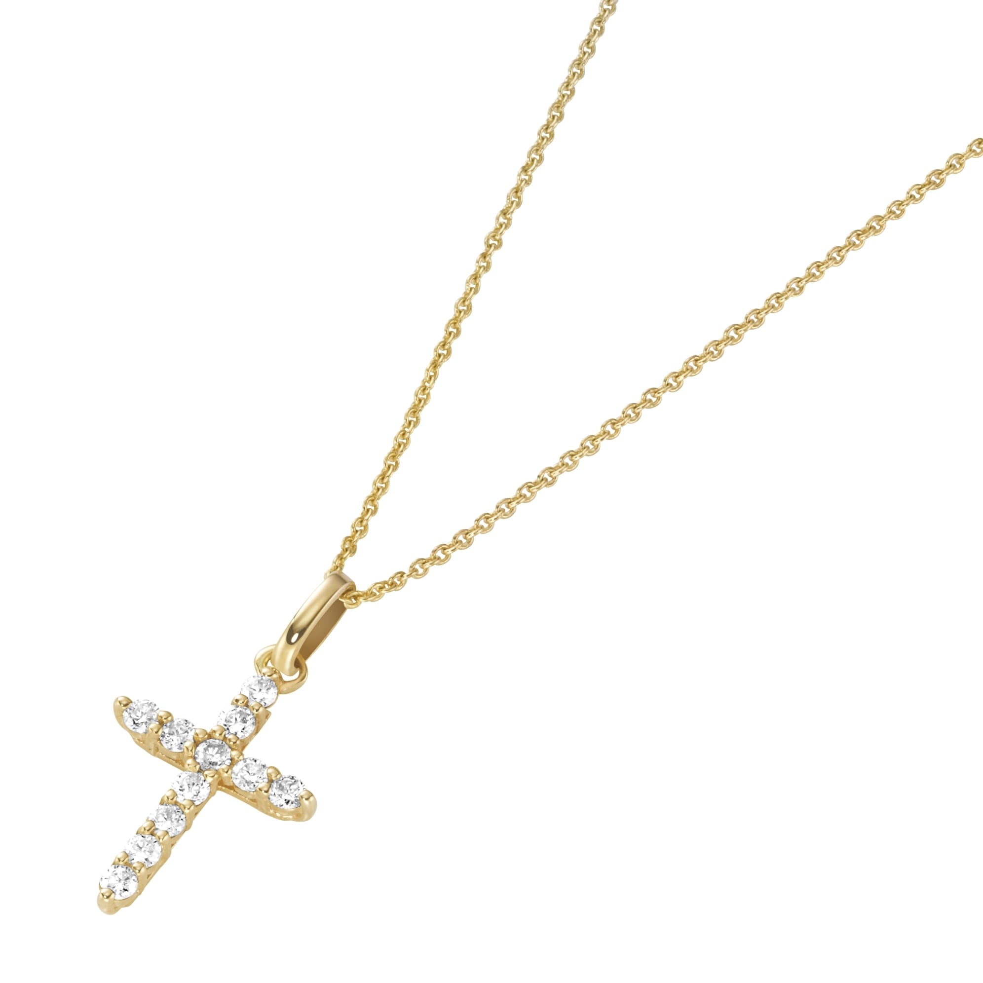 Luigi Merano Kette mit Anhänger »Kreuz mit Zirkonia, Gold 375«
