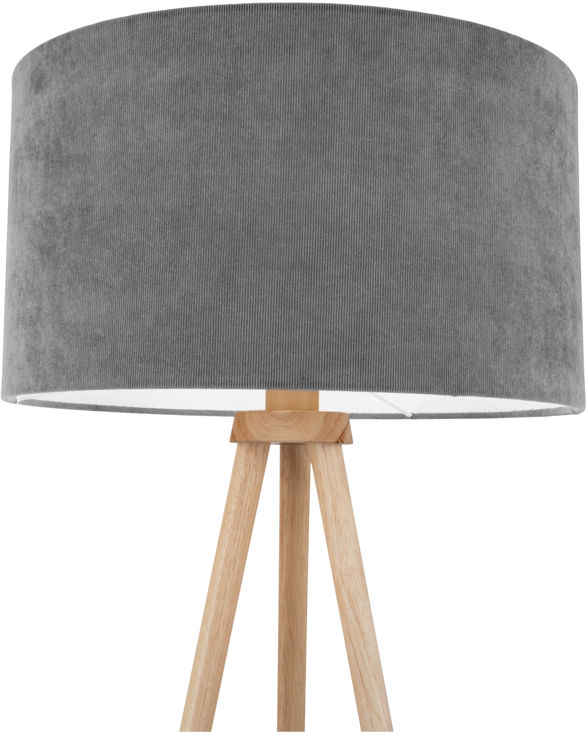 OTTO home Stehlampe »Torell« E27 1 Stk. Schirm mit Cordbezug, Dreibein aus Holz, 1x E27 exkl., Zuleitung 300cm