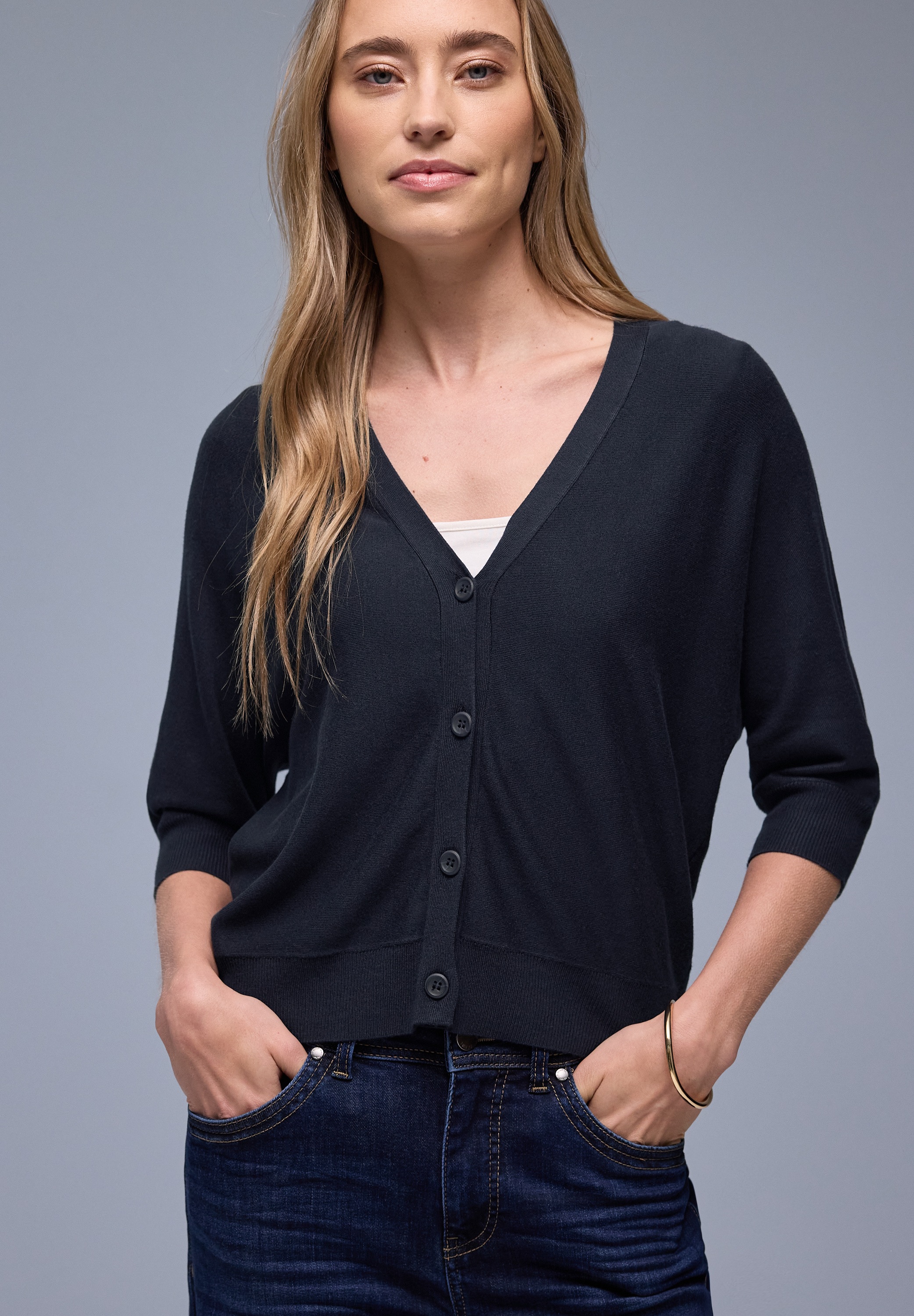 STREET ONE Cardigan 3/4-Arm und V-Ausschnitt günstig online kaufen