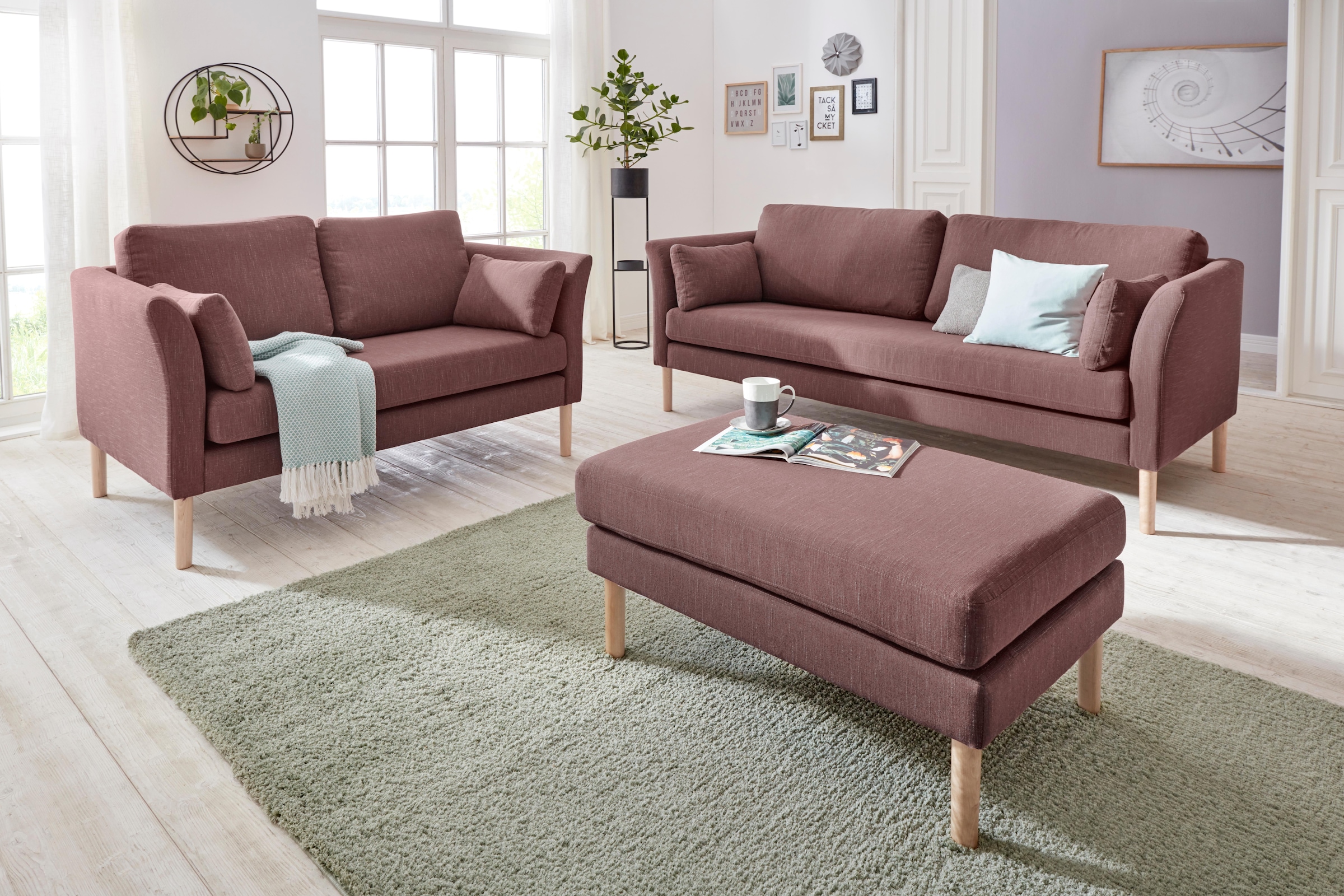 andas 2-Sitzer "Grenzda" Füße aus Massivholz, Breite 152 cm