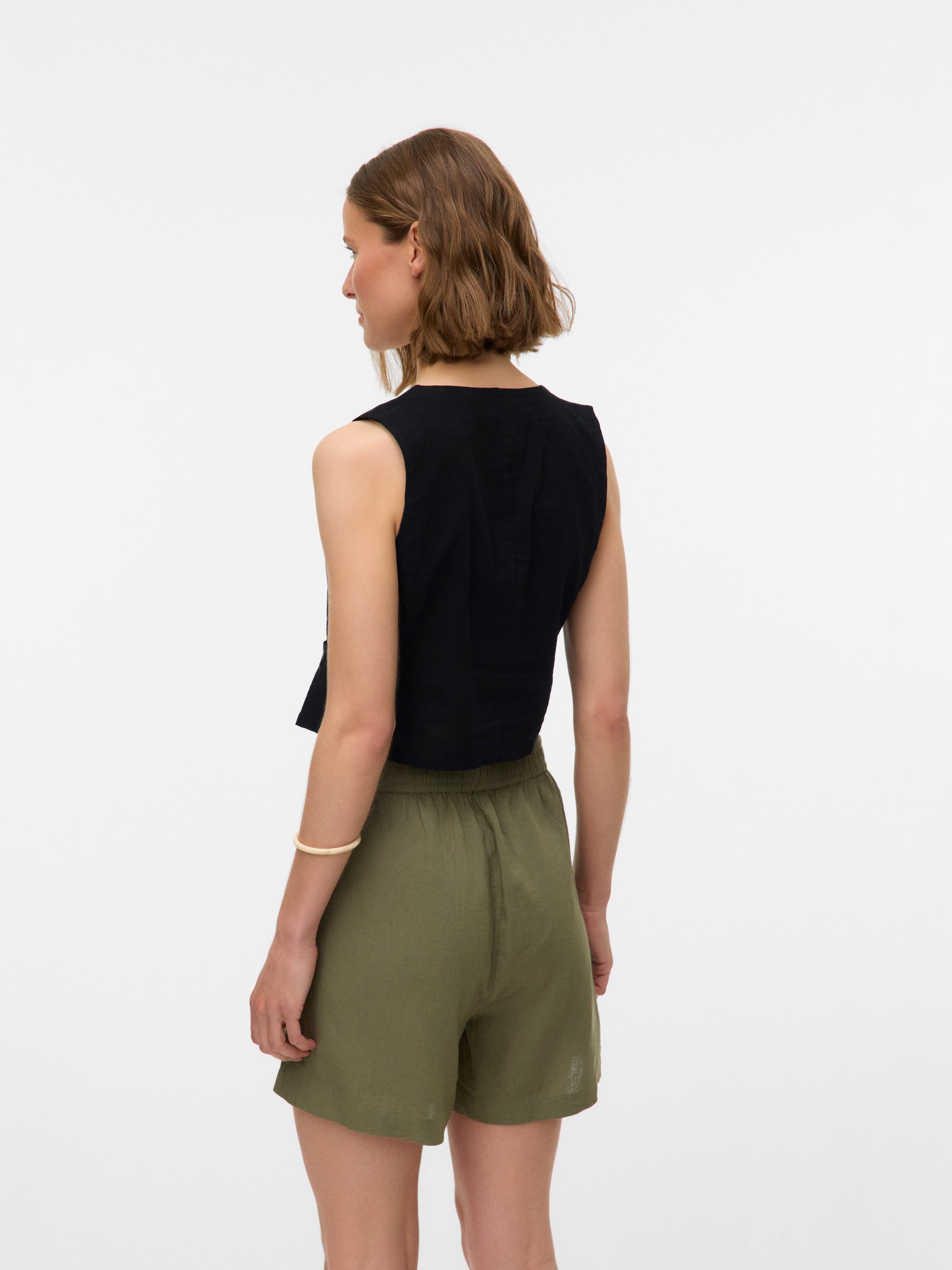 Vero Moda Kurzweste "VMCAIA SL VEST WVN NOOS" Baumwolle mit Leinen, figurbe günstig online kaufen