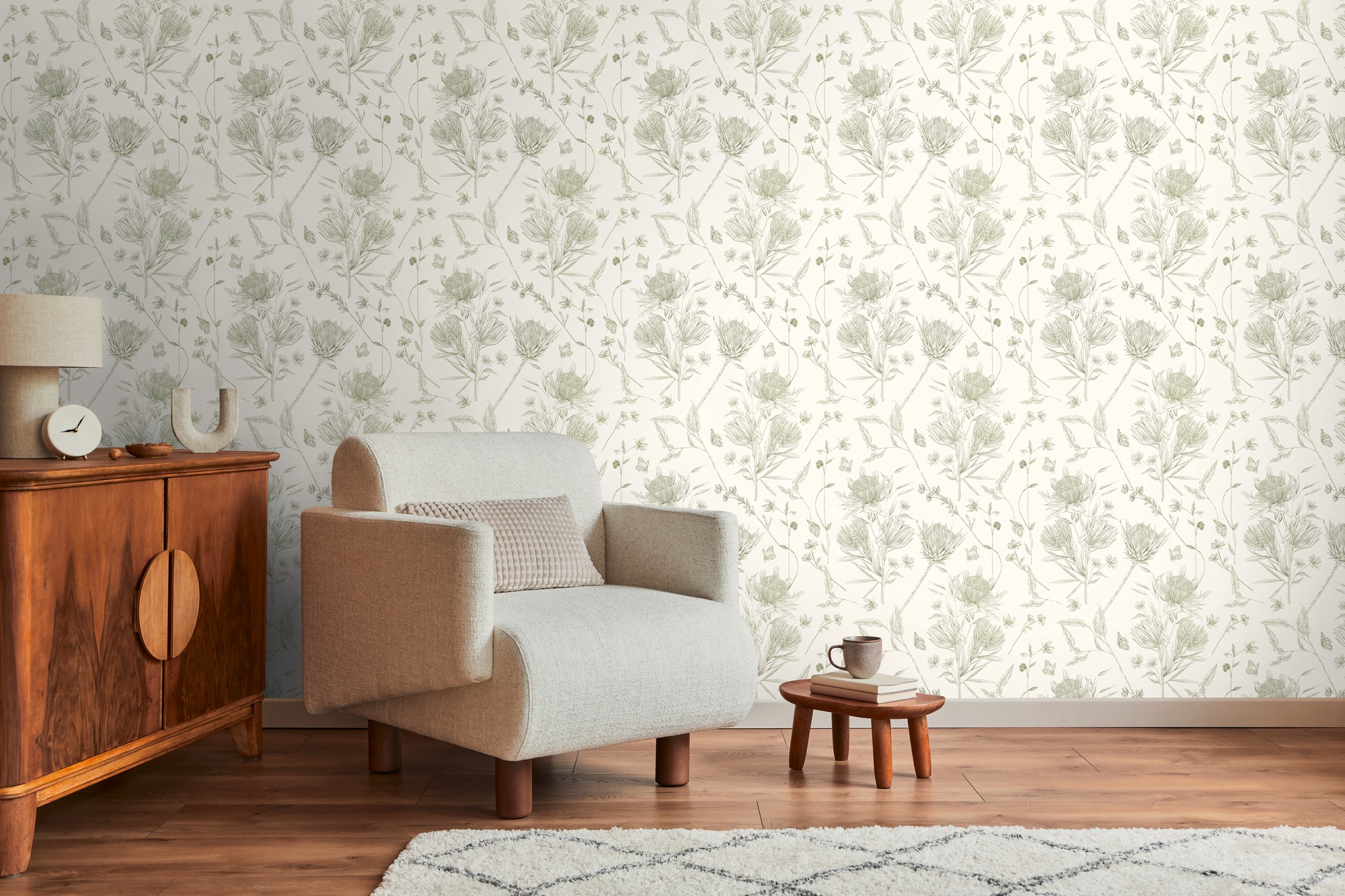 living walls Vliestapete »Drawn Into Nature florale Tapete Mustertapete Pflanzen Natur«, matt, Vliestapete Blätter für Schlafzimmer Küche Wohnzimmer Floral Design