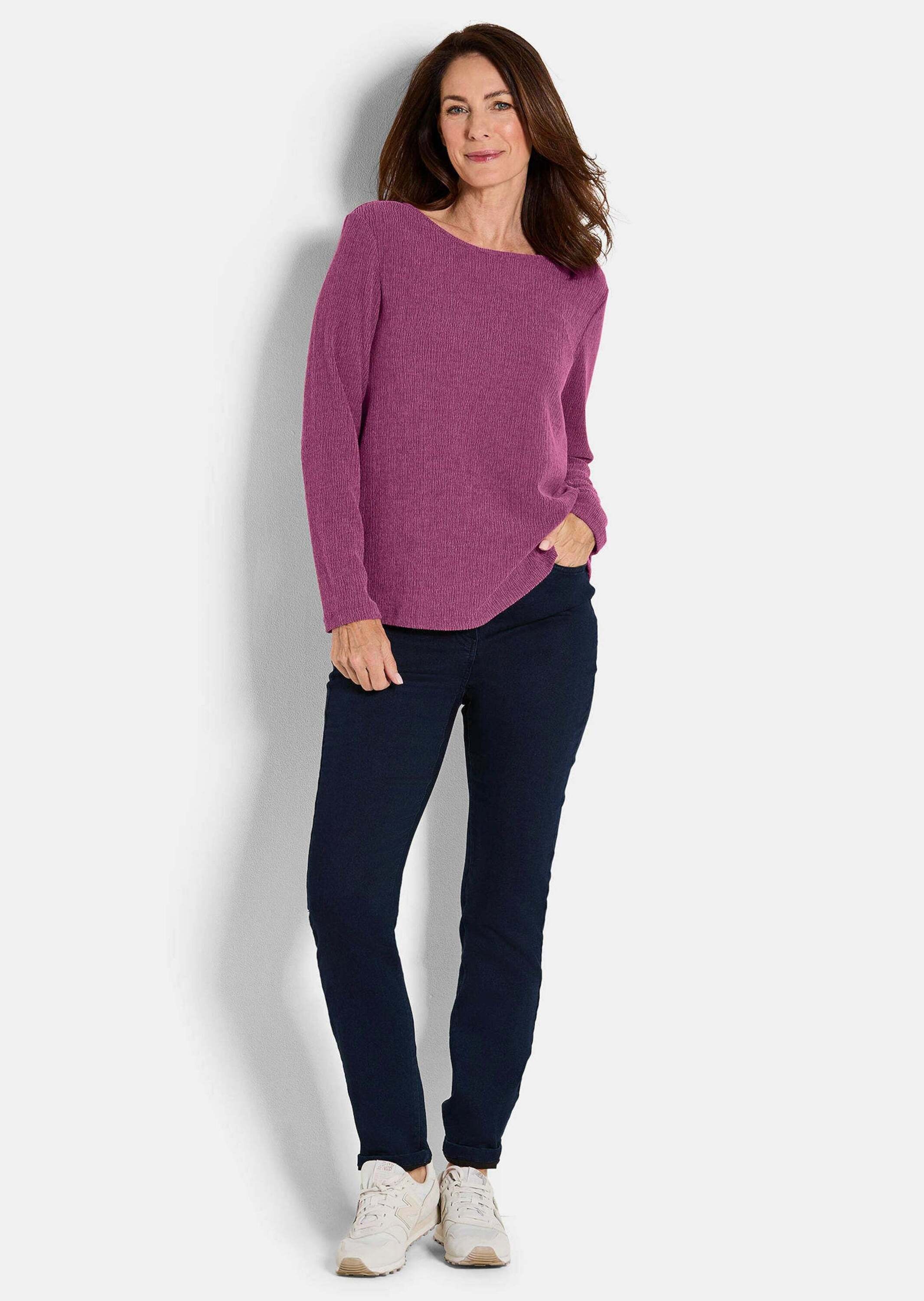 GOLDNER Langarmshirt »Jersey-Shirt in Krepp-Optik«