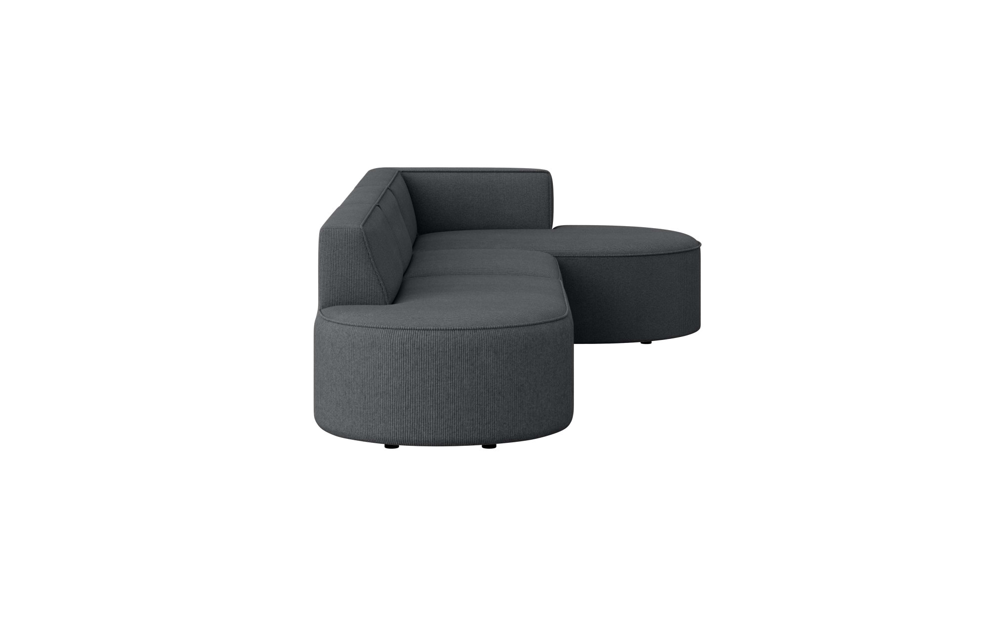 andas Ecksofa »EIVIND Designer Sofa mit Ottomane rechts/links, B/T/H: 343/159/72 cm«, L-Form mit Wellenunterfederung, auch in Feincord und Bouclé