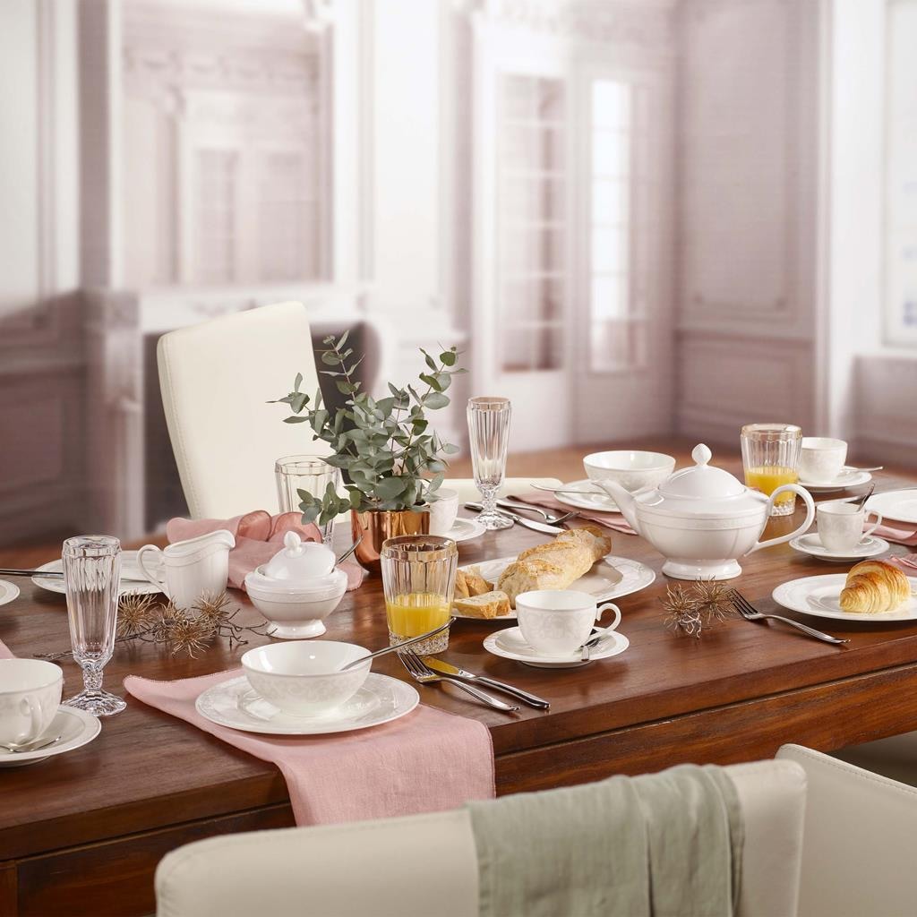 Villeroy & Boch Espressotasse »Espressotasse mit Untertasse Gray Pearl 70 ml weiß« Spülmaschinengeeignet, Mikrowellengeeignet