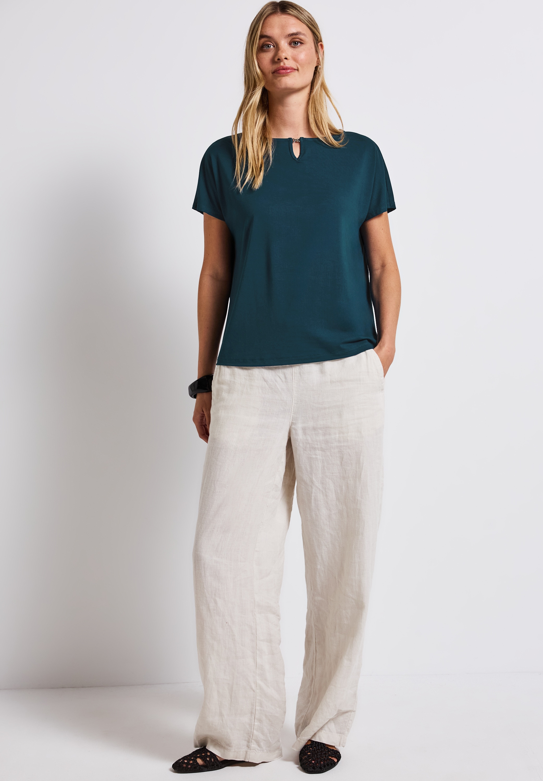 STREET ONE T-Shirt, mit Materialmix