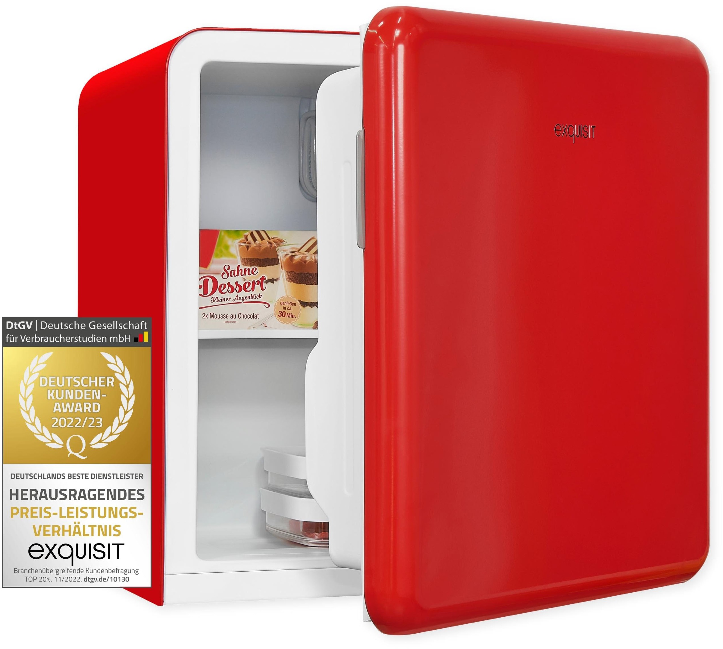 exquisit Kühlschrank »CKB45-0-031F rot« 50 cm hoch 48,5 cm breit