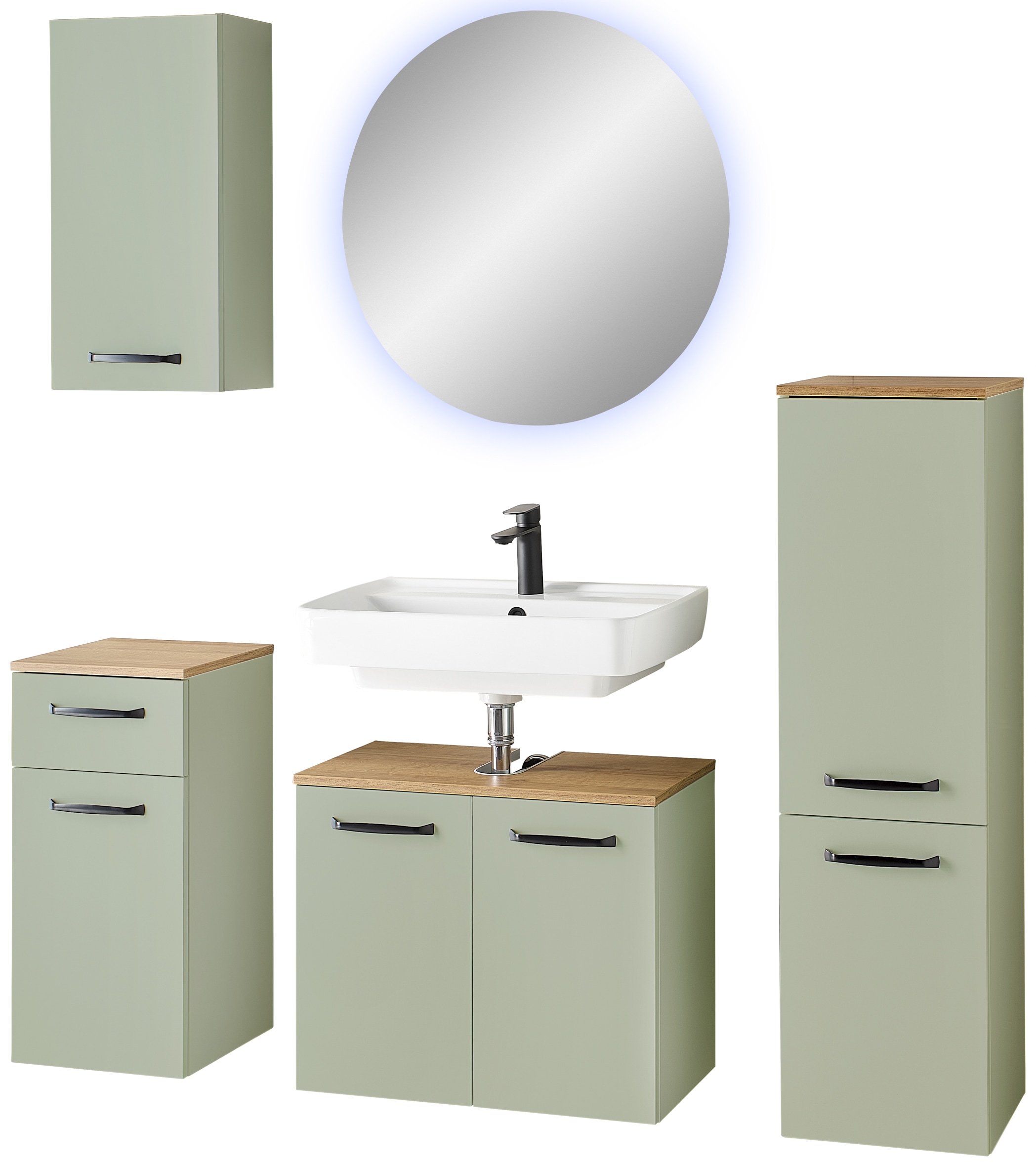 Saphir Badmöbel-Set "Quickset 500, Waschbeckenunterschrank mit Spiegel" 5 Stk. tlg.