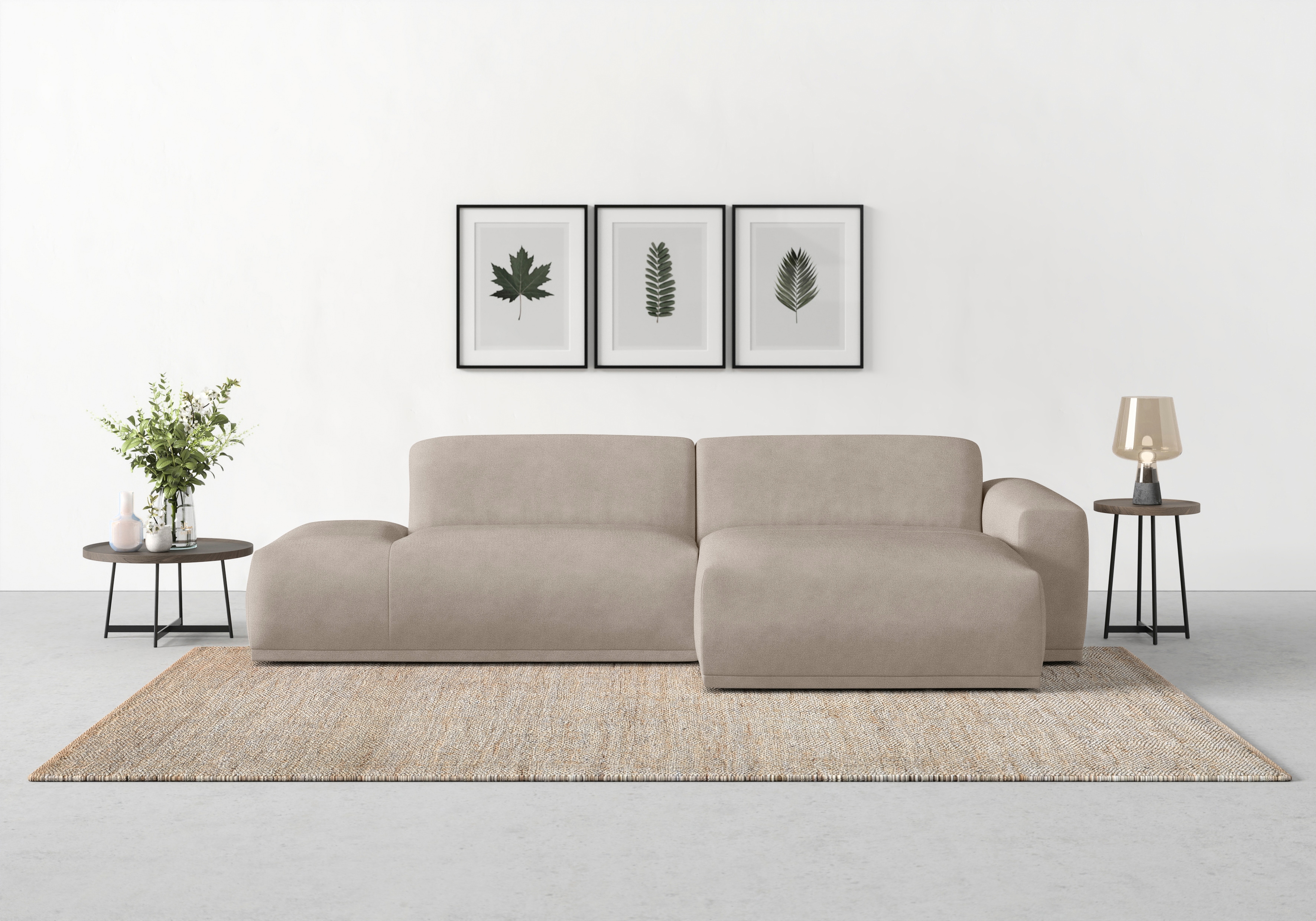 TRENDMANUFAKTUR Ecksofa "Braga, mit hochwertigem Kaltschaum, L-Form, Japandi-Design" modernes Sofa, Couch mit hohem Sitzkomfort, 275/72/160 cm (B/H/T)