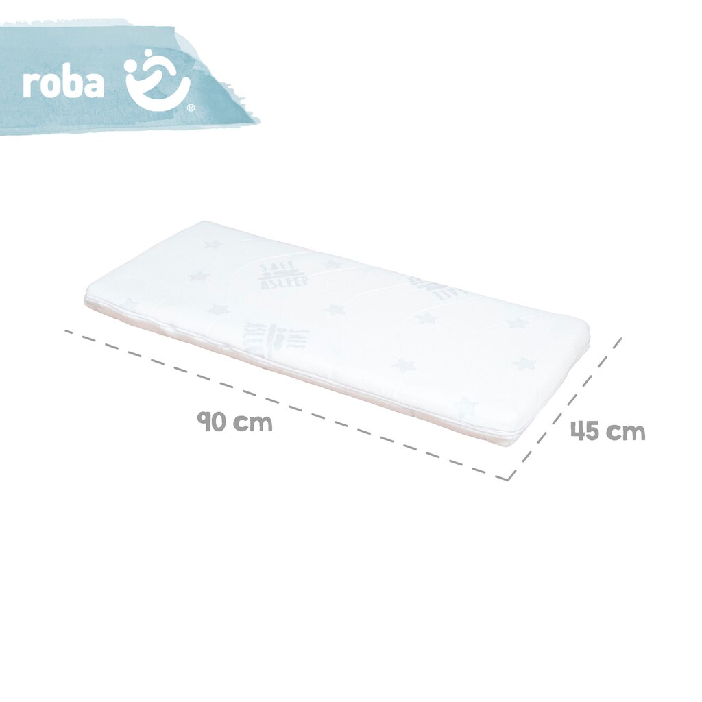 roba® Stubenbett »Safe Asleep® 2in1, taupe, Little Stars«, mit 4 Rollen, Matratze, Nestchen und Sicherheitsbarriere