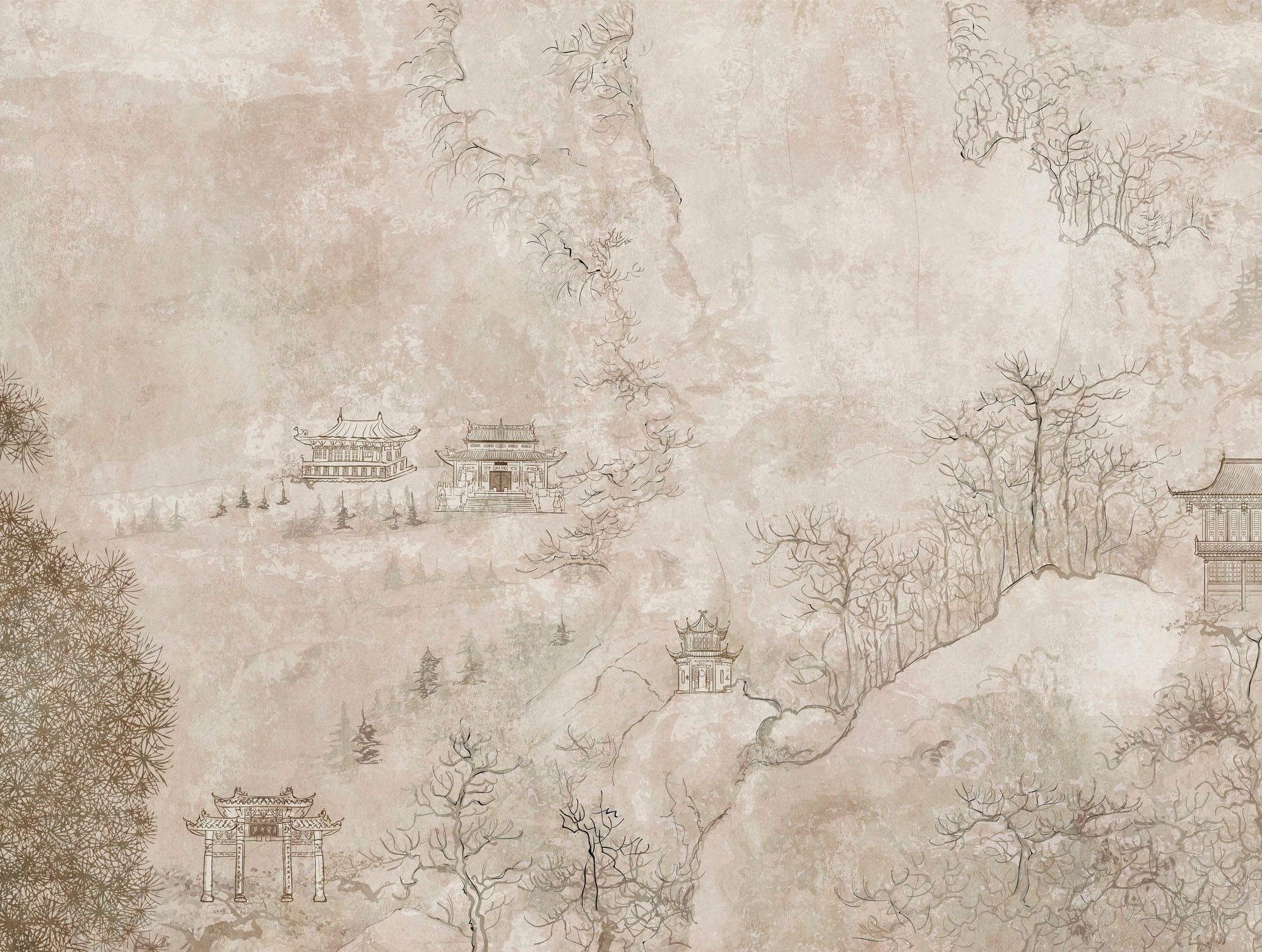 living walls Fototapete »The Wall«, asiatisch-Motiv-matt, Fototapete Chinesisch Tapete Japanisch Beige