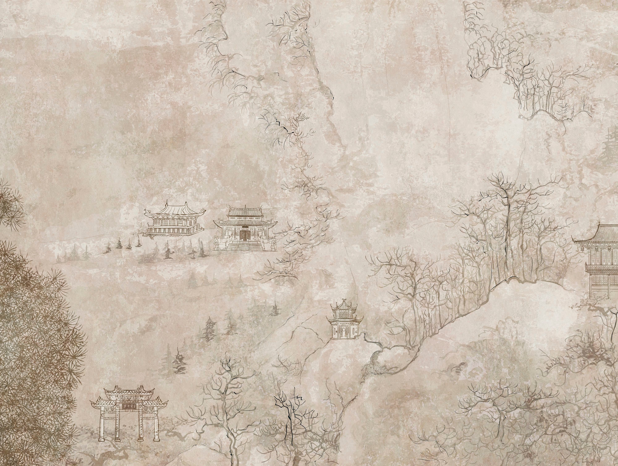 living walls Fototapete "The Wall" Motiv asiatisch matt glatt Fototapete Chinesisch Tapete Japanisch Tapeten Wohnzimmer Flur Design