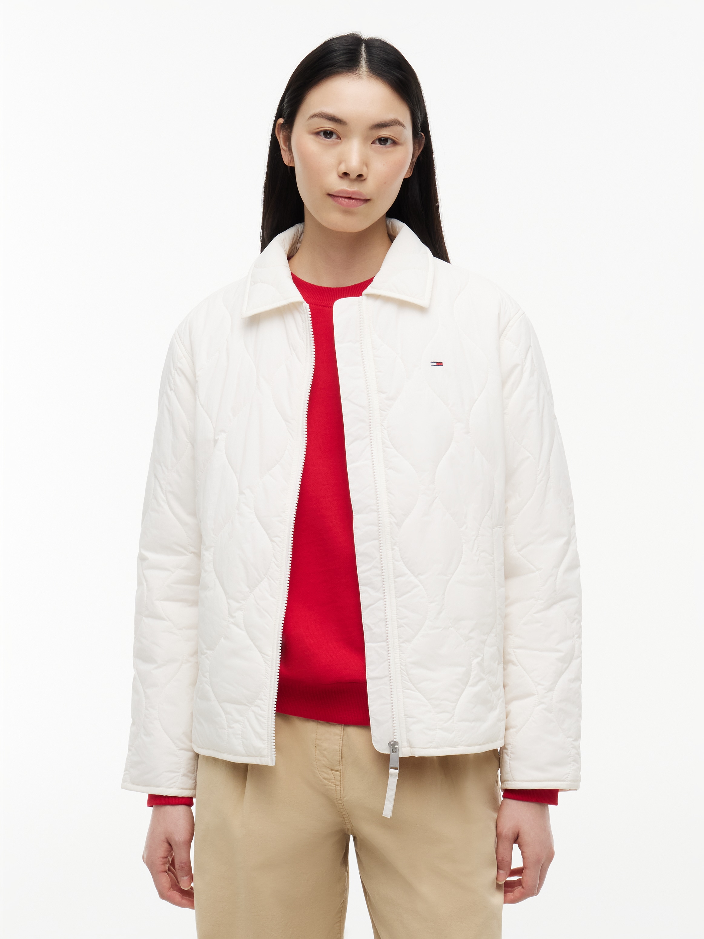 Tommy Jeans 1100000002199 "TJW COACH COLLAR QUILTED JACKET" Kunstfaser, Flag-Stickerei