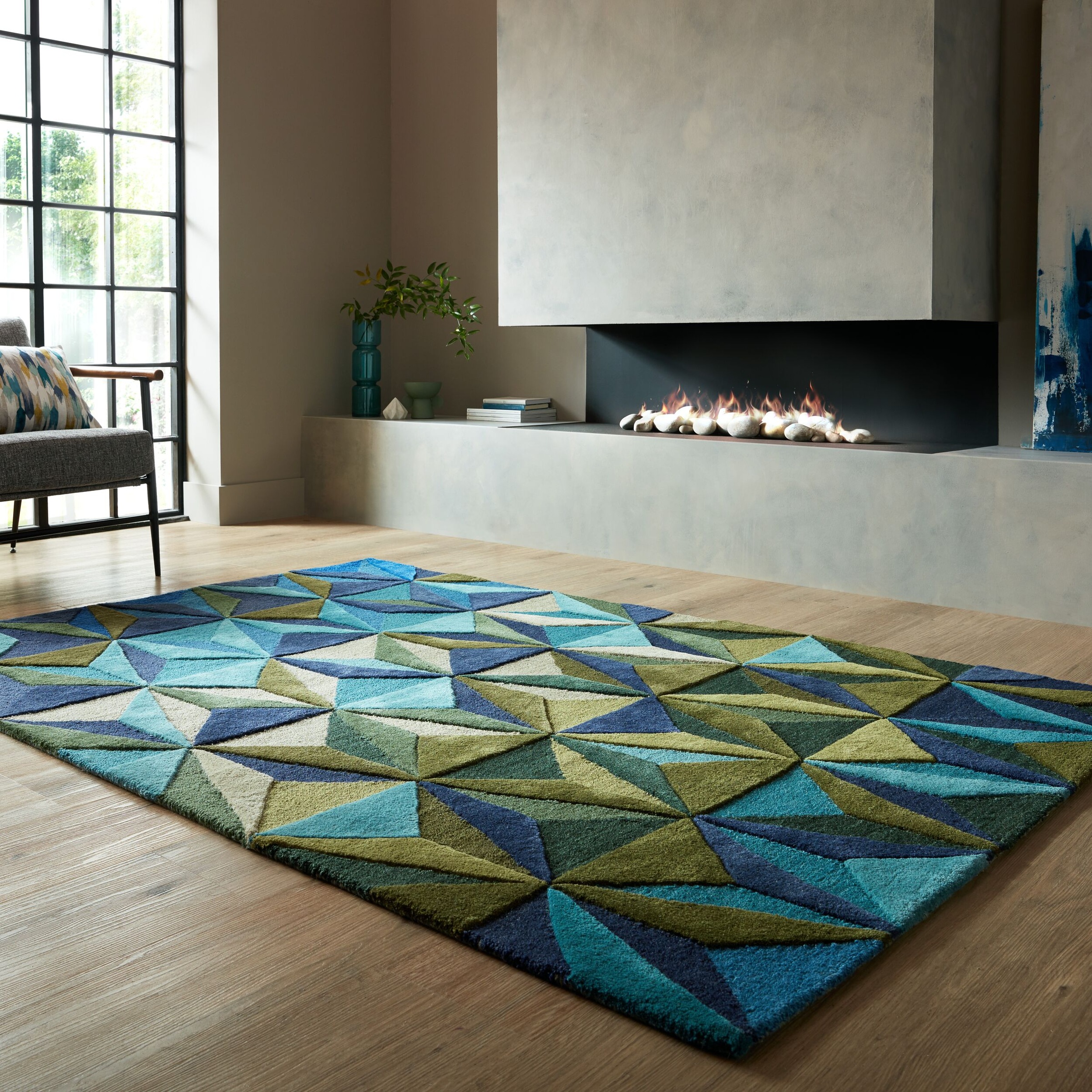 FLAIR RUGS Wollteppich "Reverie" rechteckig 10 mm Höhe Geometrischer Teppic günstig online kaufen