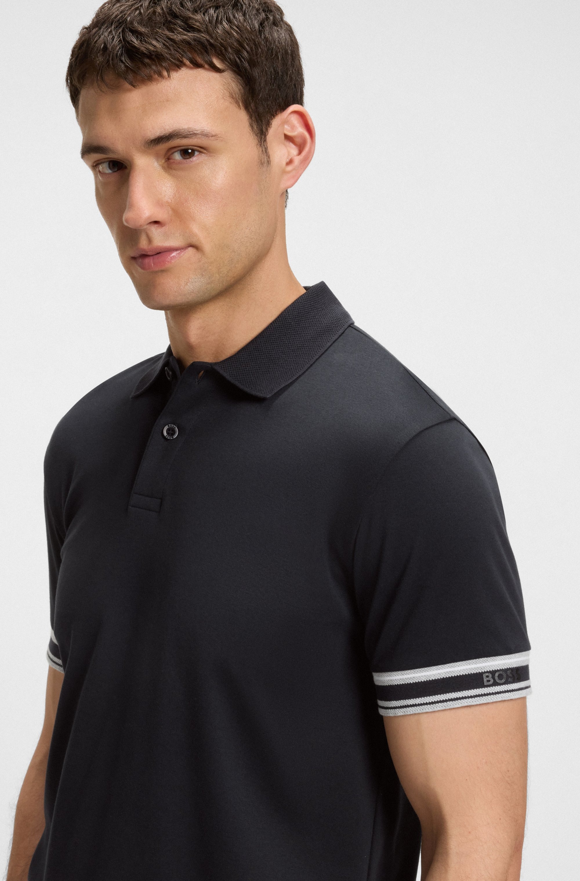 BOSS GREEN Poloshirt »Polo Zone«, mit Piqué-Streifen und einem Logo am Ärmel