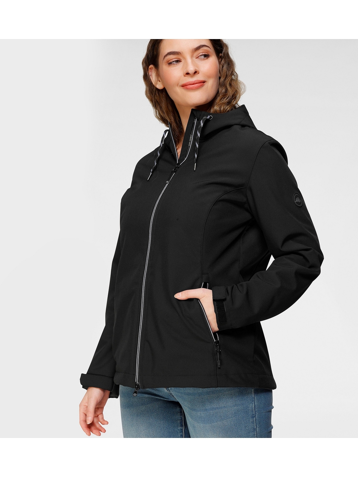 Polarino Softshelljacke "Große Größen", mit Kapuze, Innenseite mit weichem, kurzen Teddyfellimitat