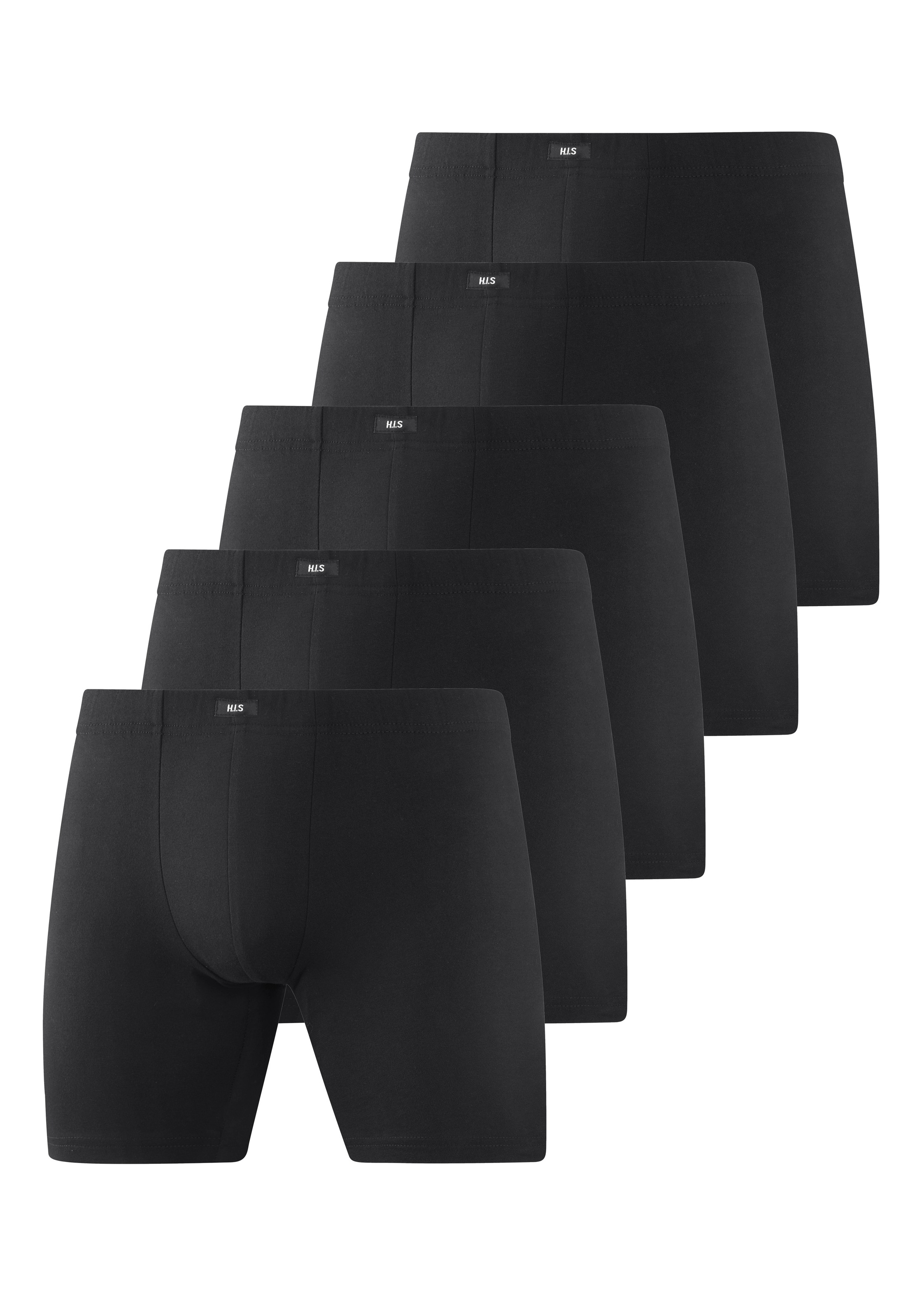 H.I.S Langer Boxer "Langer Boxer Boxershorts für Herren" Packung, 5 Stk. Boxershorts aus Baumwolle mit langem Bein, Logo am Bund