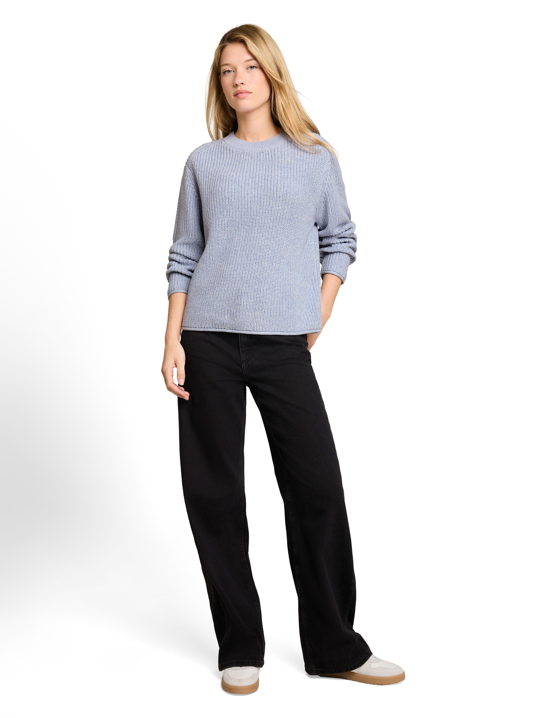 TOM TAILOR Denim V-Ausschnitt-Pullover mit Rippbündchen
