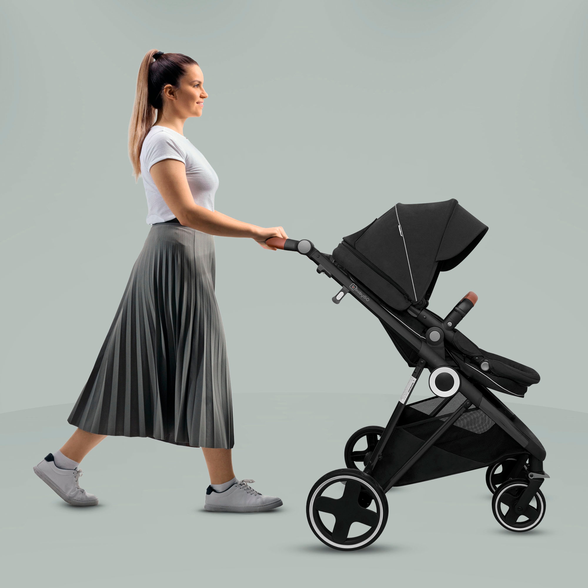 BabyGo Kombi-Kinderwagen »Halime 3in1«, inklusive Babywanne, Babyschale, Regenhaube & Wickeltasche