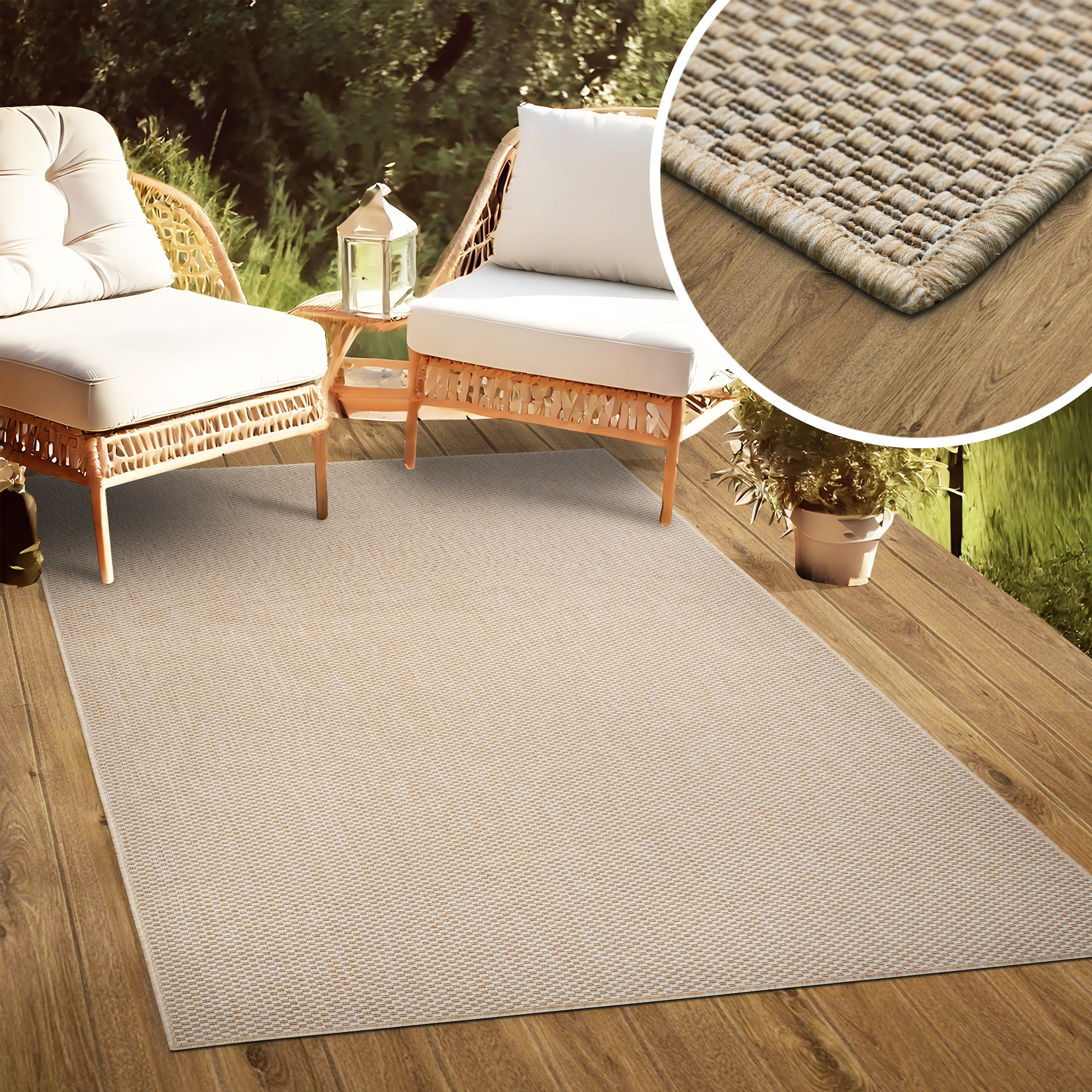 my home Teppich »Venedig auch als Läufer erhältlich«, rechteckig, 4 mm Höhe, In- und Outdoor geeignet, Sisal-Optik, Wetterfest & UV-beständig