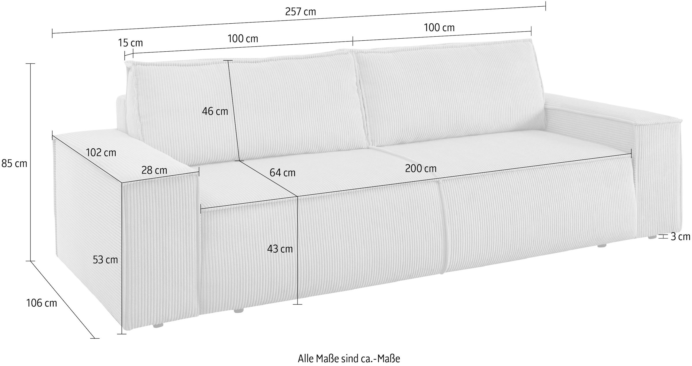 Home affaire 3-Sitzer »SHERWOOD«, nachts: Schlafsofa (Liegefläche 200x136 cm), tagsüber: 3-Sitzer-Sofa.