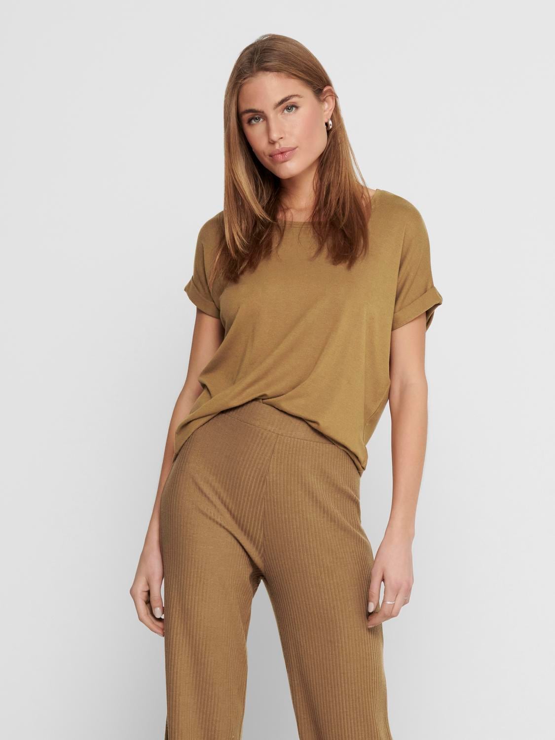 ONLY 1100000002199 "ONLMOSTER – T-Shirt mit melierter Optik und elastischem Material" meliert, casual, lässig geschnitten, Viskosemischung, Rundhals